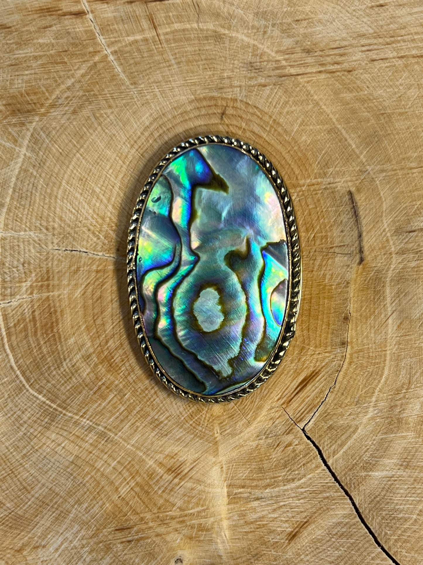 Abalone Shell sertie doré n°D4 (3,6cm x 2,4cm)