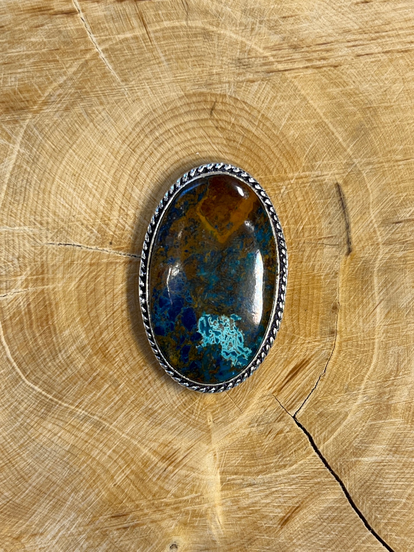 Azurite sertie argenté n°A1 (3,2 cm x 2 cm)