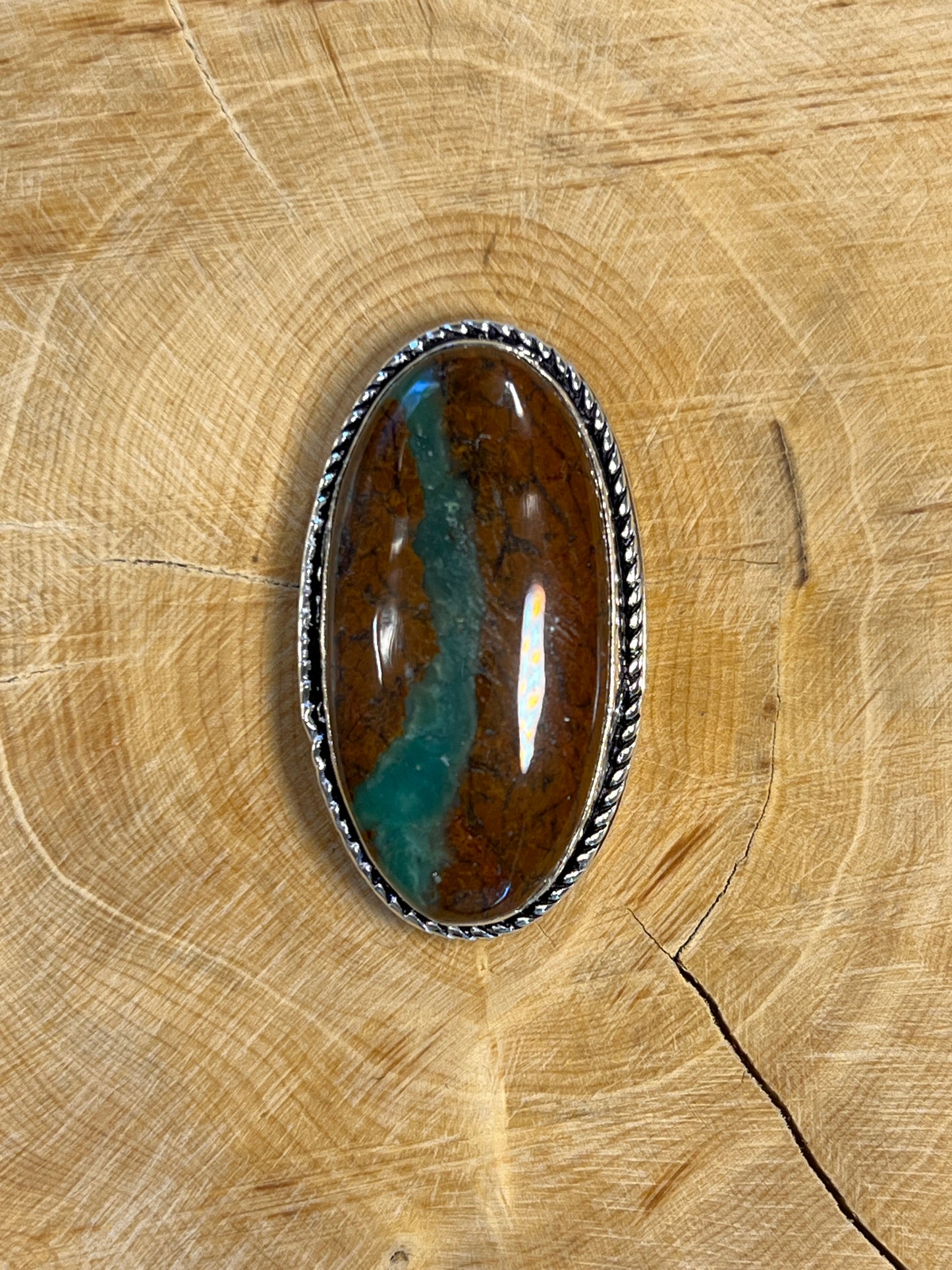 Chrysoprase sertie argenté n°A2 (3,7cm x 2,1cm)