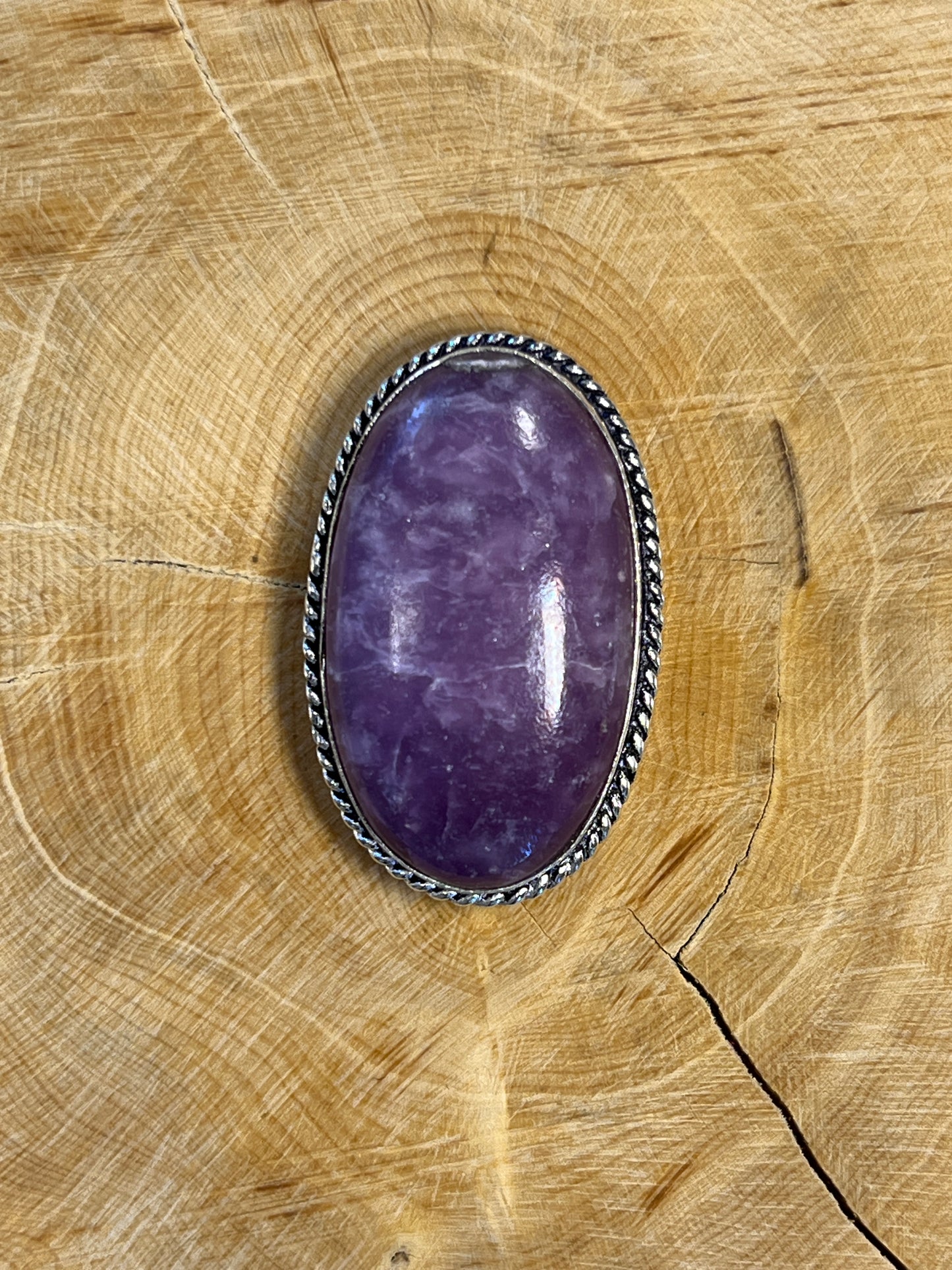Lépidolite sertie argenté n°A5 (3,4cm x2,1cm)