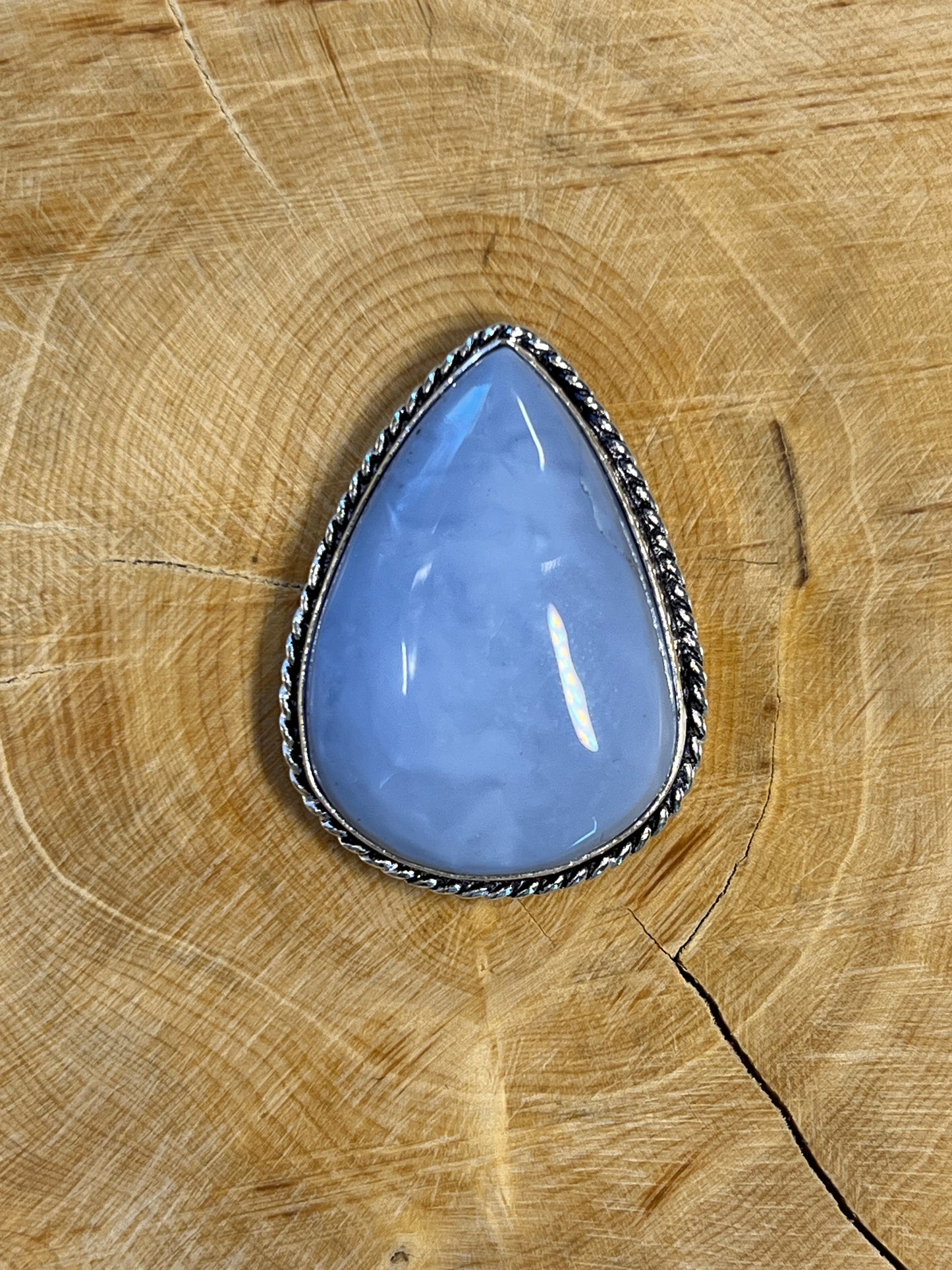 Opale Bleue sertie argenté n°A3 (3,5cm x 2,6cm)
