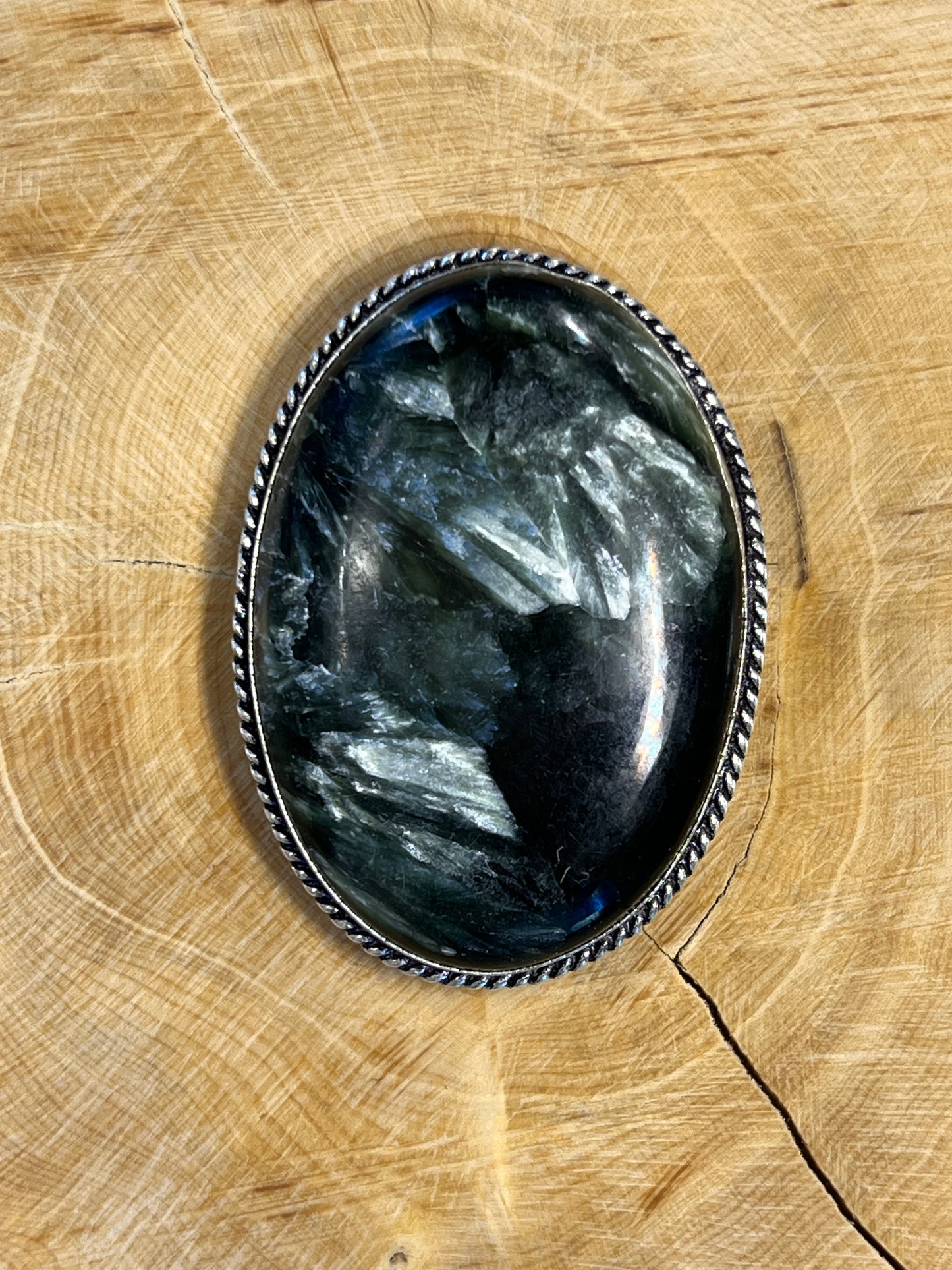 Séraphinite sertie argenté n°A3 (4,4cm x 3,2cm)