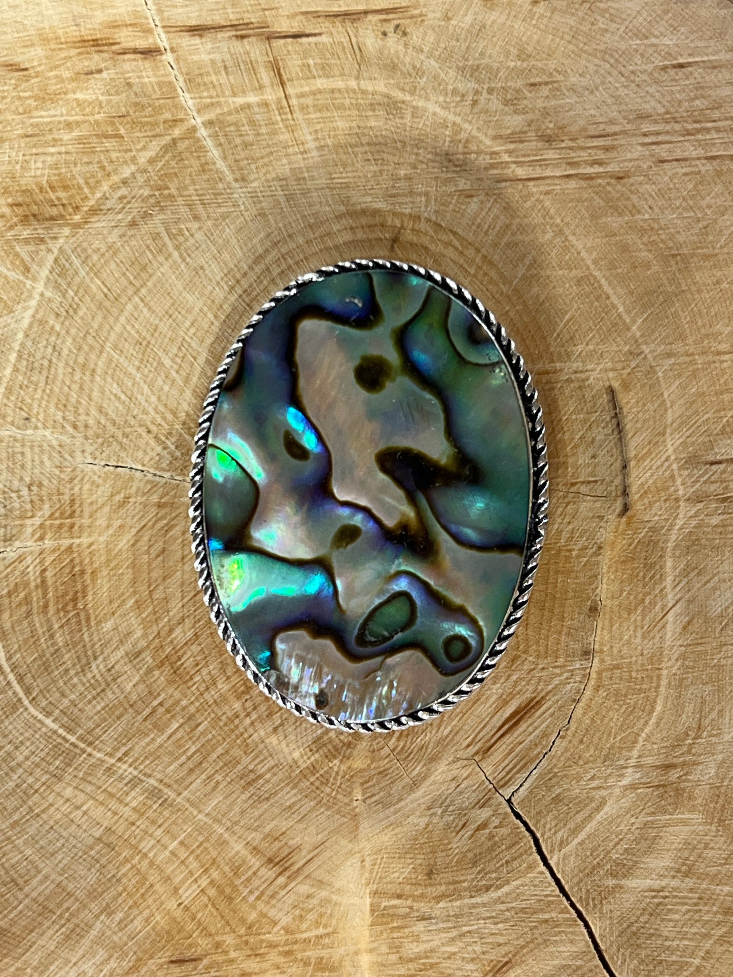 Abalone Shell sertie argenté n°A3 (3,6cm x 2,8cm)