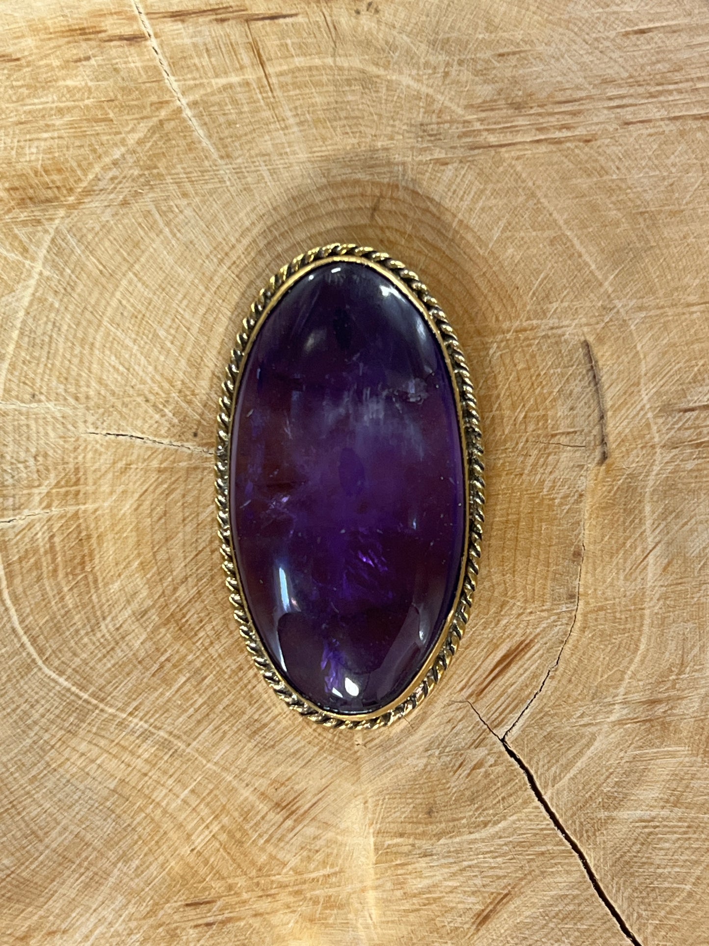 Améthyste sertie doré n°D4 (3,9cm x 2,2cm)