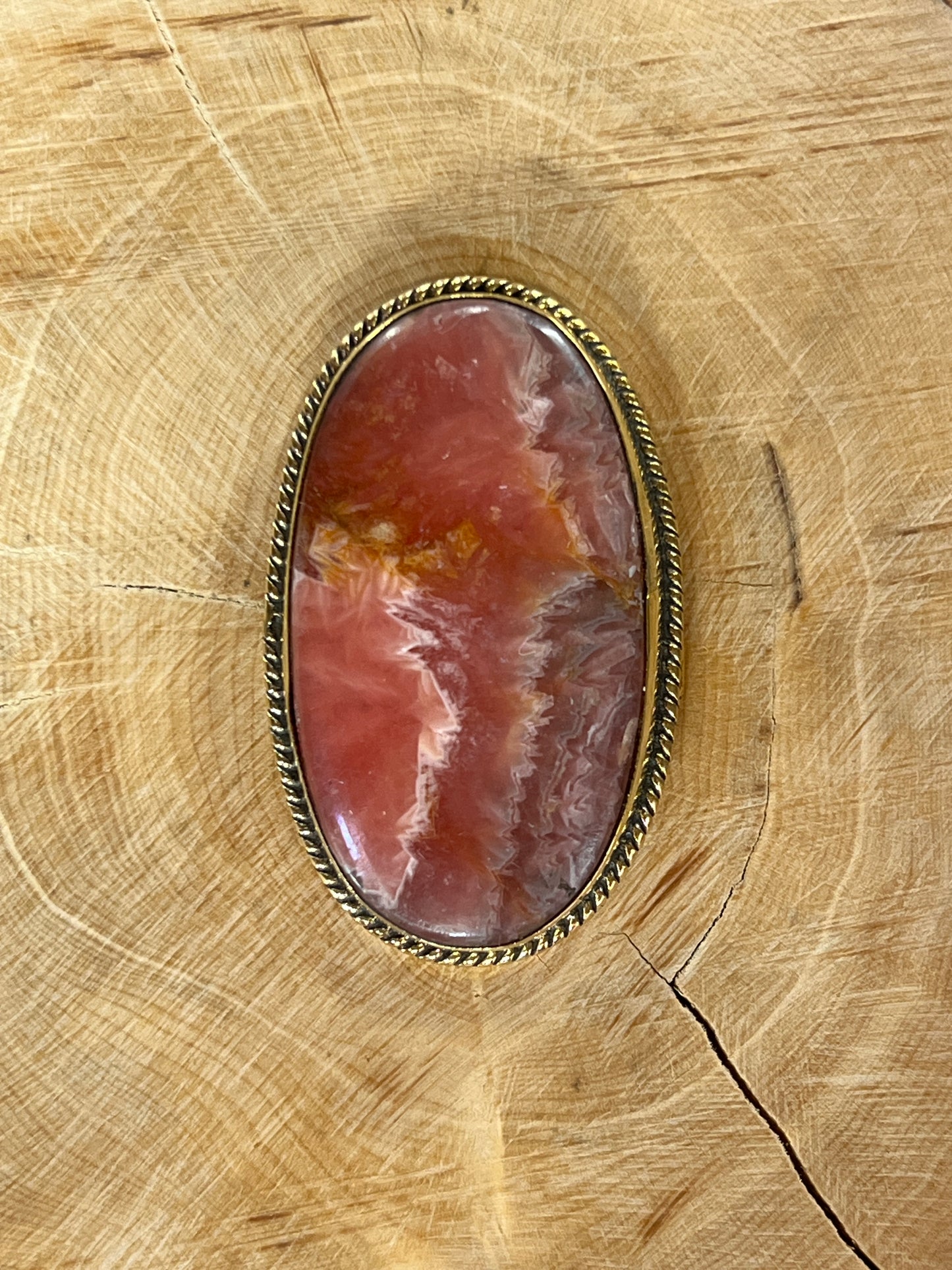 Rhodochrosite sertie doré n°D3 (4,1cm x 2,6cm)