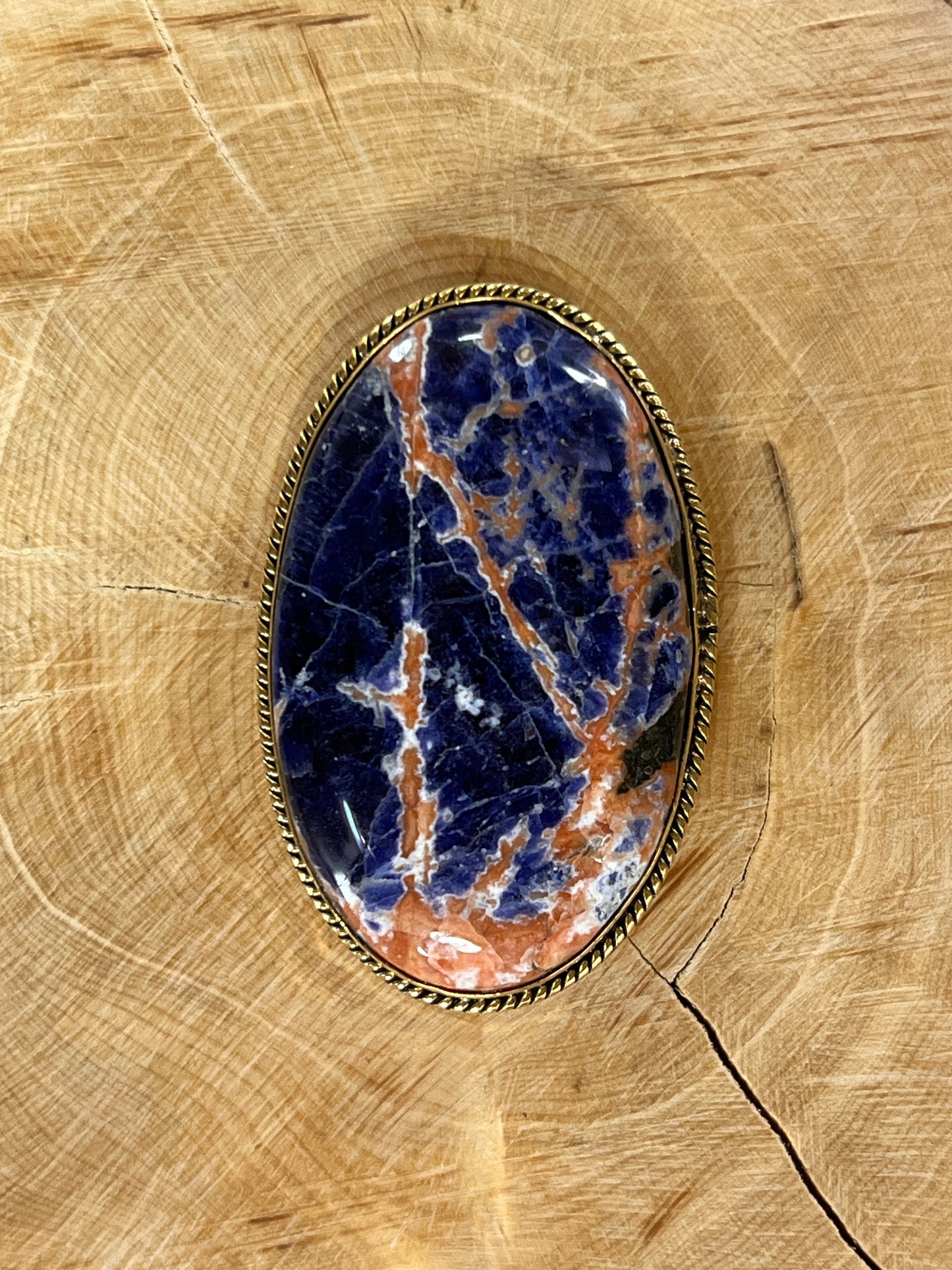 Sodalite sertie doré n°D2 (4,4cm x 2,8cm)