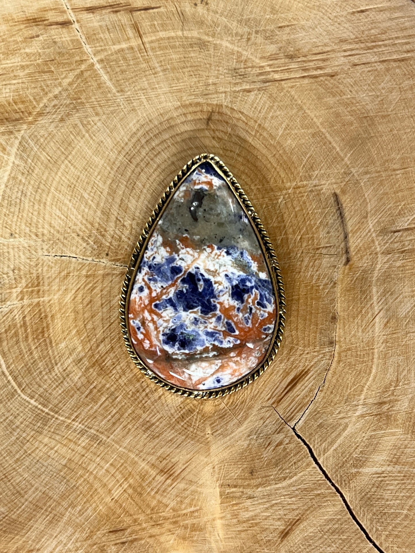 Sodalite sertie doré n°D5 (3,3cm x 2,3cm)