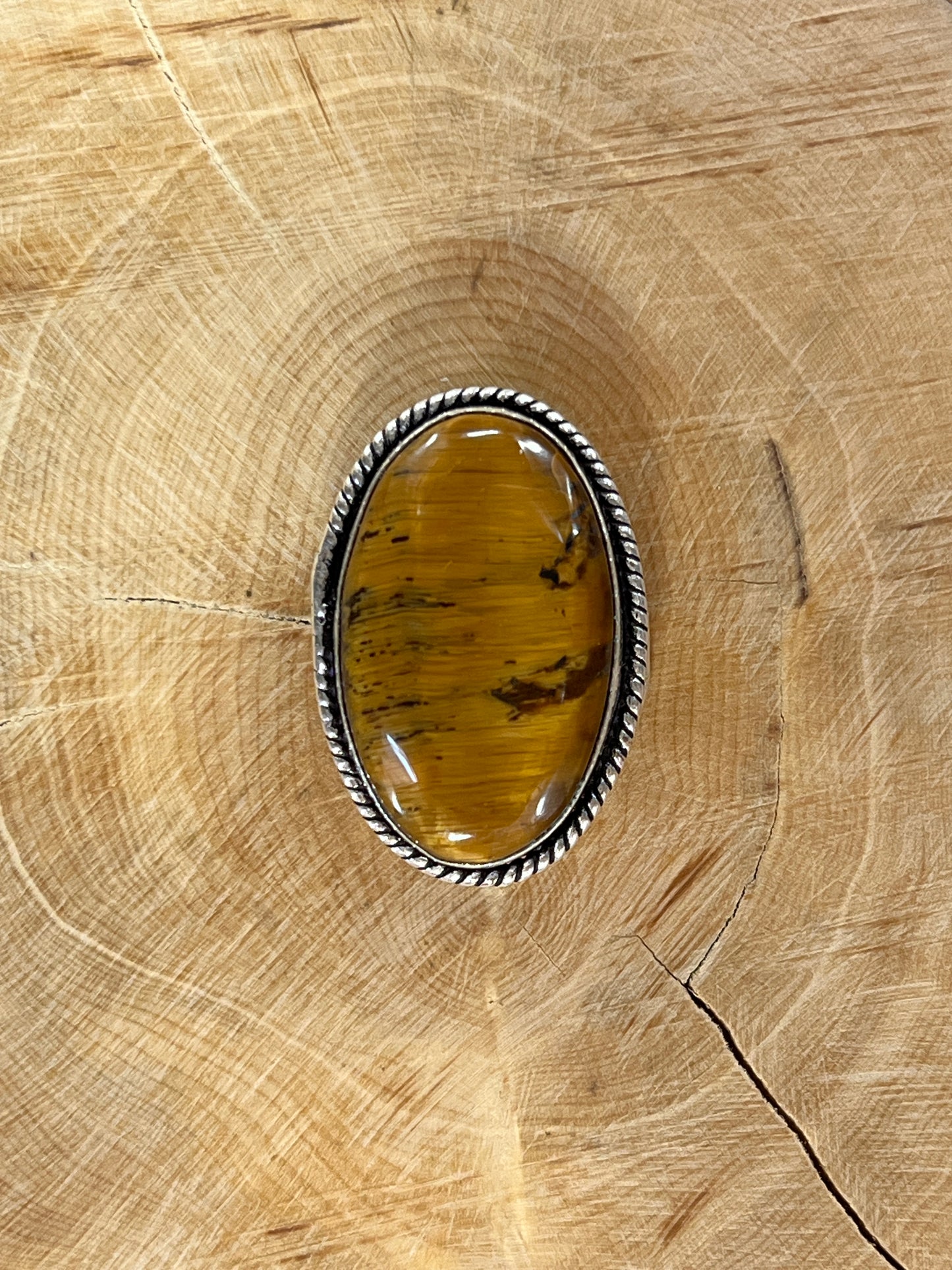 Oeil de Tigre sertie argenté n°A9 (2,9cm x 2cm)