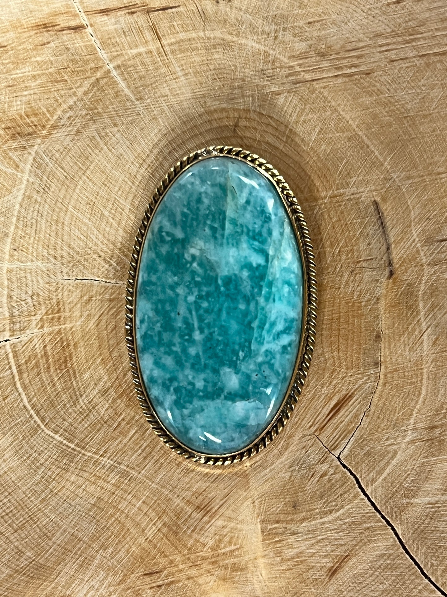 Amazonite sertie dorée n°D2 (4cm x 2,4cm)