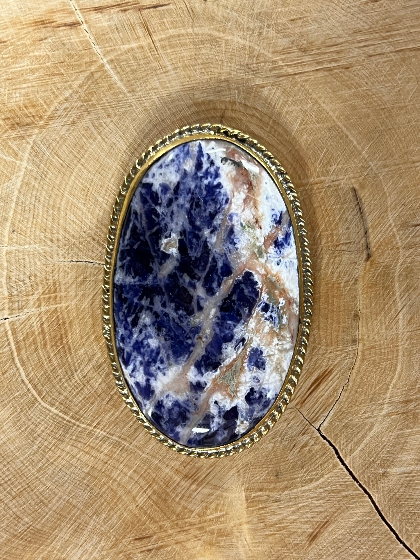 Sodalite sertie doré n°D5 (4,4cm x 2,4cm)