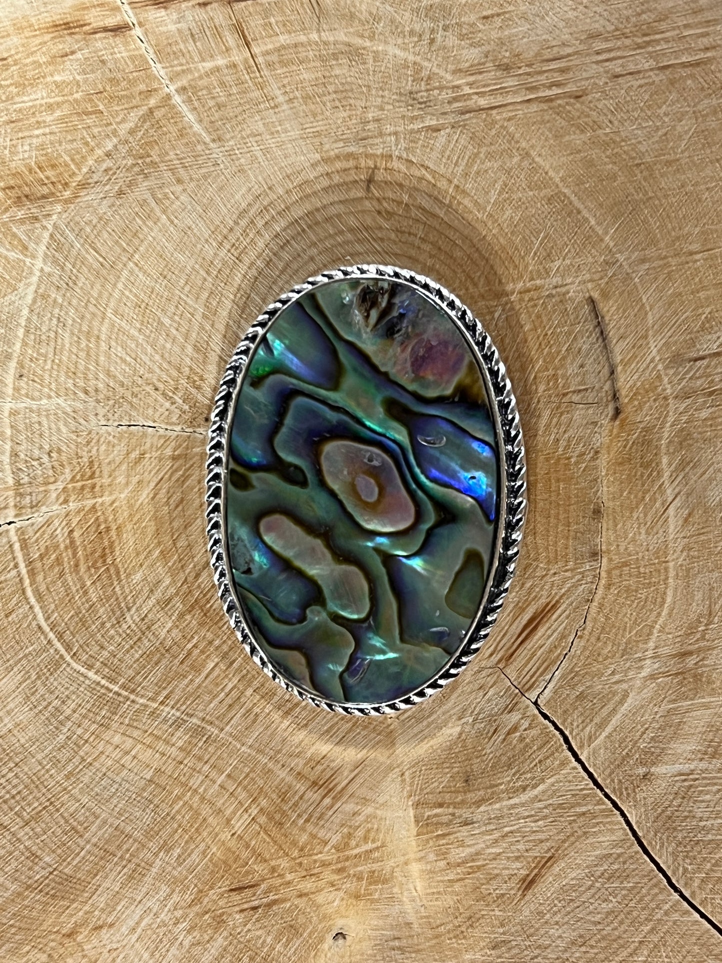 Abalone Shell sertie argenté n°A3 (3,7cm x 2,6cm)