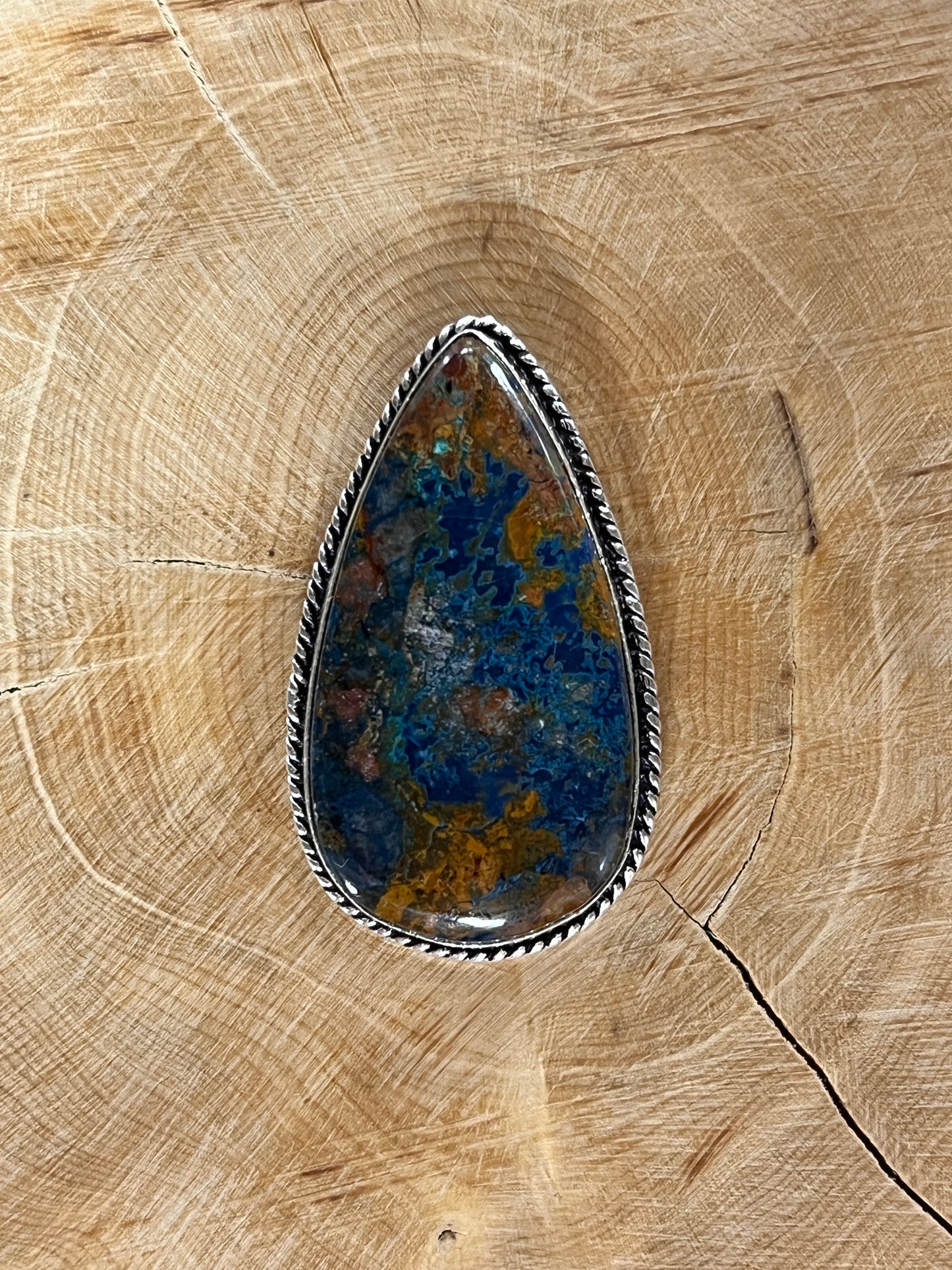 Azurite sertie argenté n°A1 (3,9cm x 2,3cm)