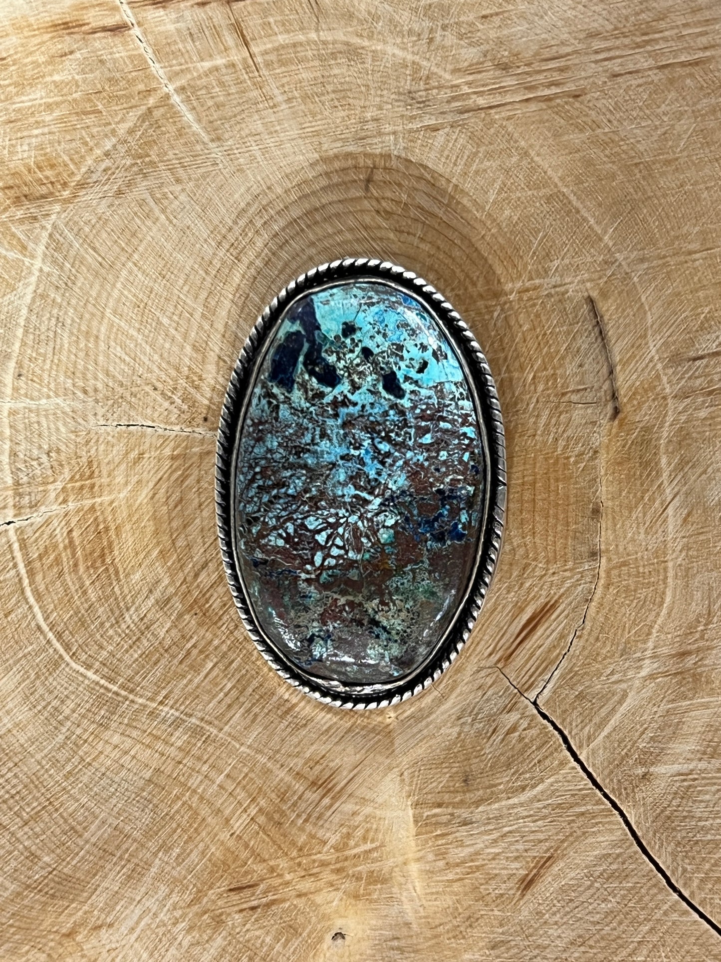 Chrysocolle sertie argenté n°A1 (3,5cm x 2,3cm)