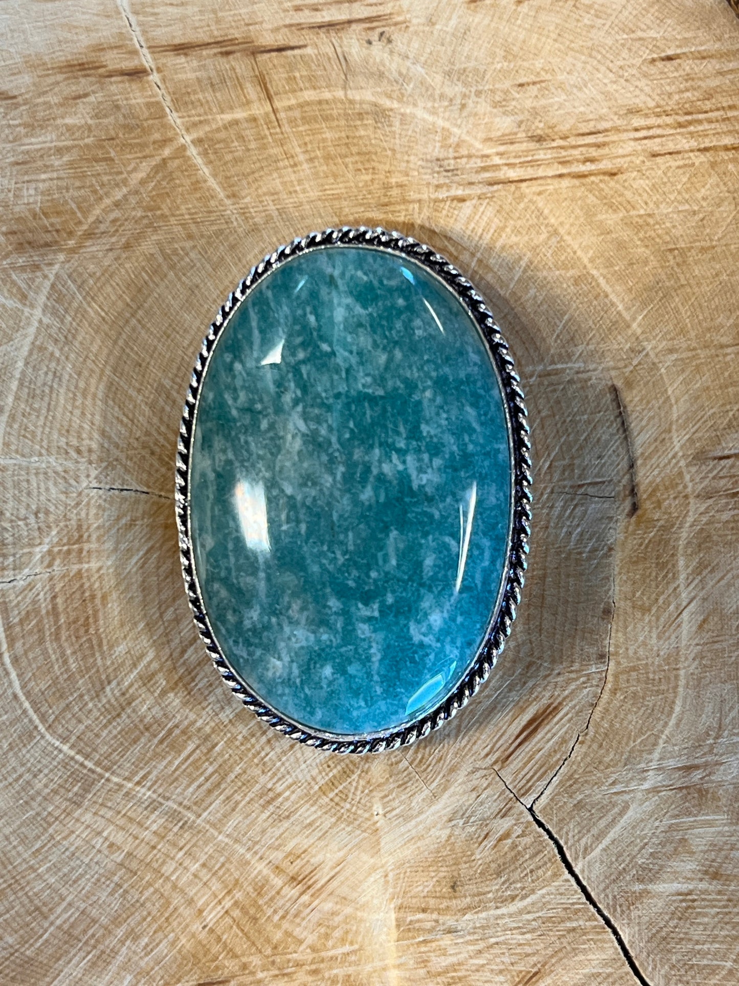 Amazonite sertie argenté n°A2 (4 cm x 2,7 cm)