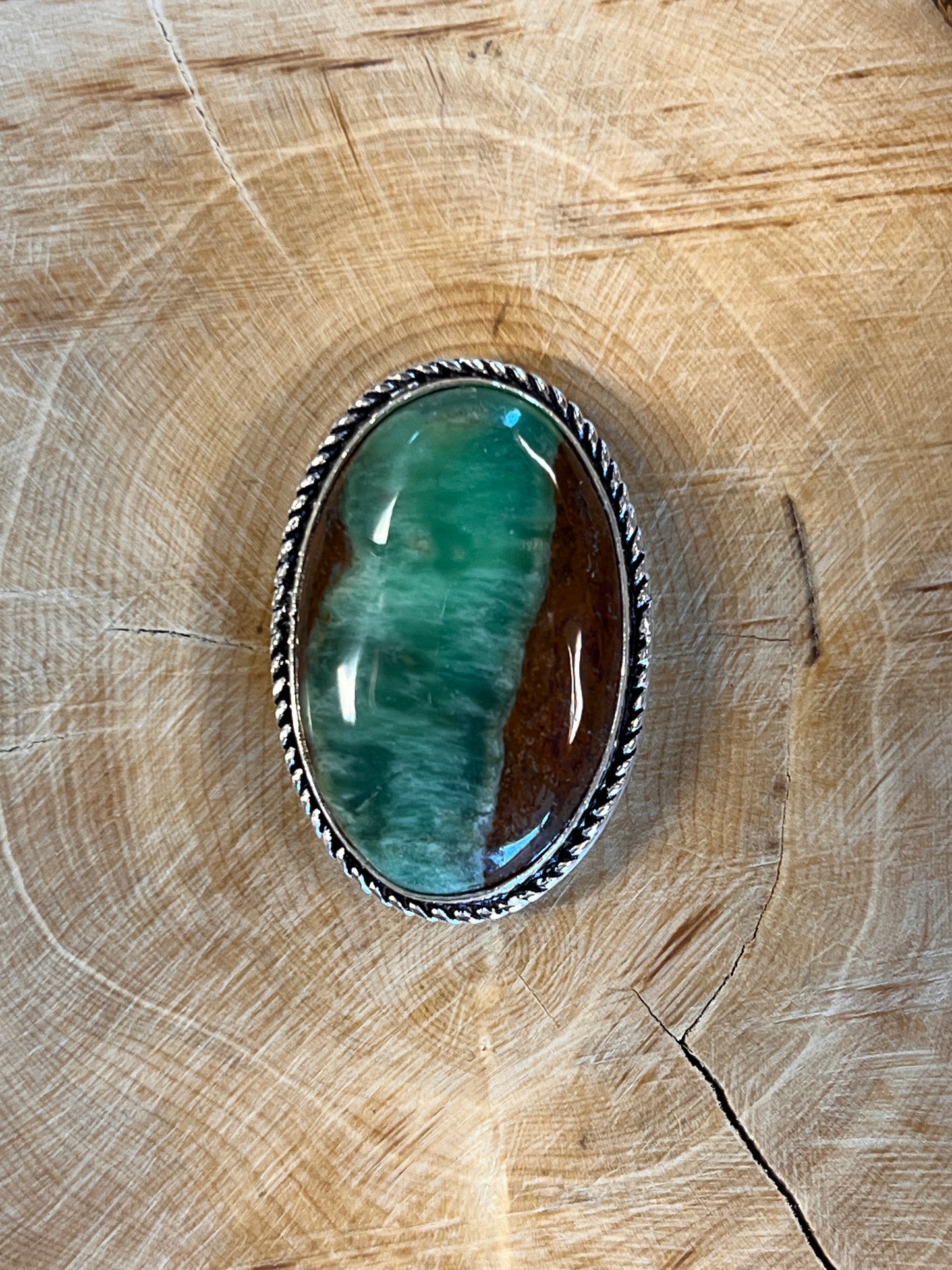 Chrysoprase sertie argenté n°A1 (2,3cm x 3,3cm)