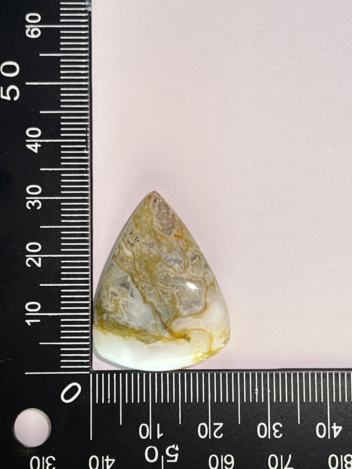 Agate Mousse Jaune n°2 (3,1 cm x 2,36 cm) - Solyluna Macramé