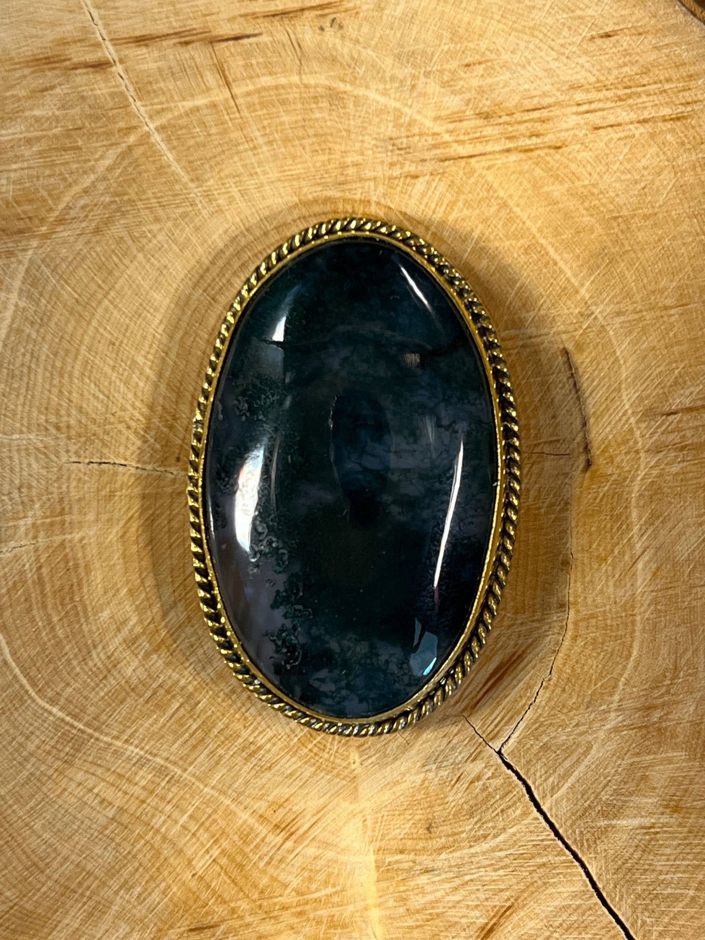 Agate sertie dorée n°D1 (4,1cm x 2,4cm) - Solyluna Macramé