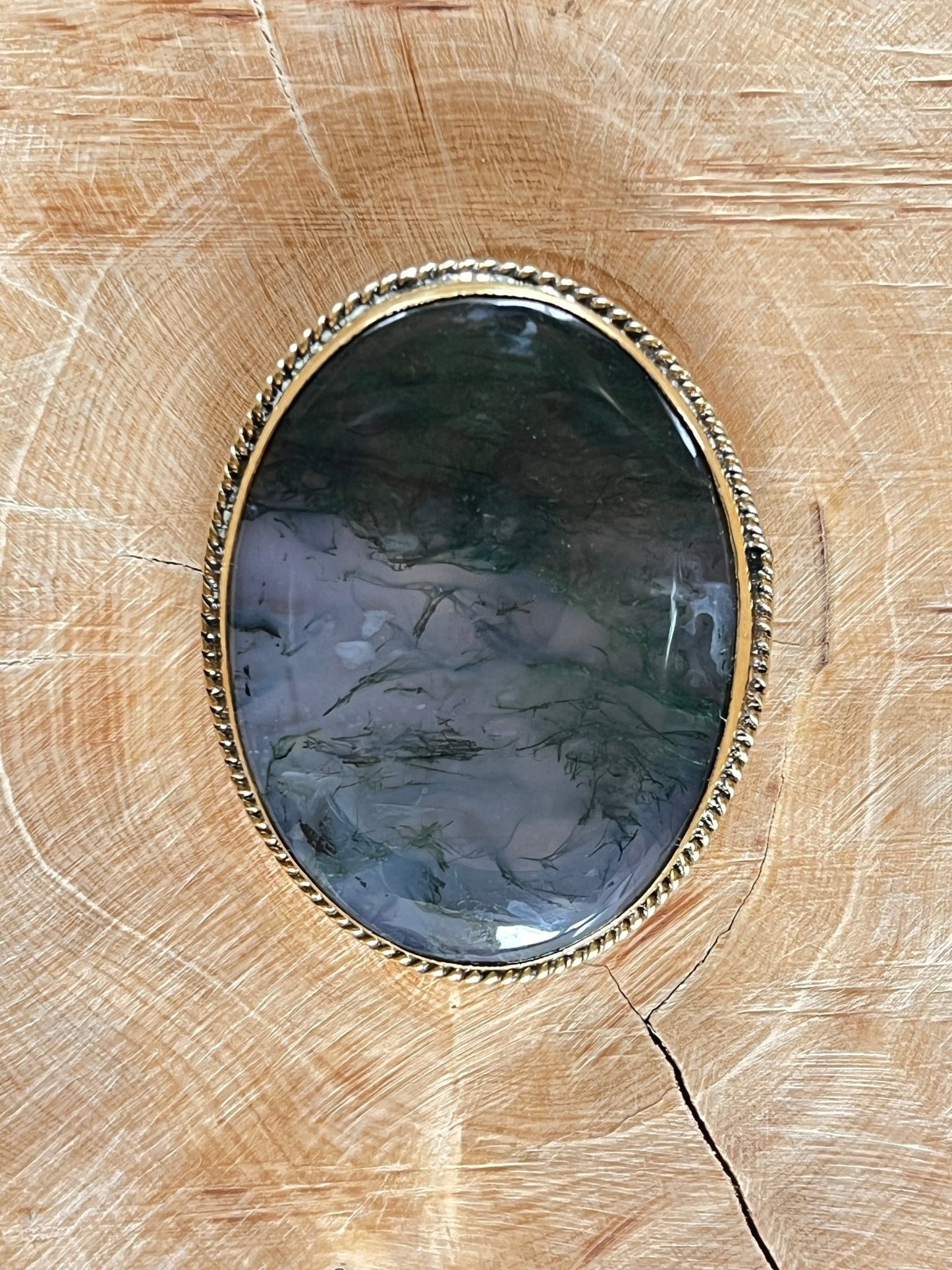 Agate sertie dorée n°D3 (4,3cm x 3,3cm) - Solyluna Macramé