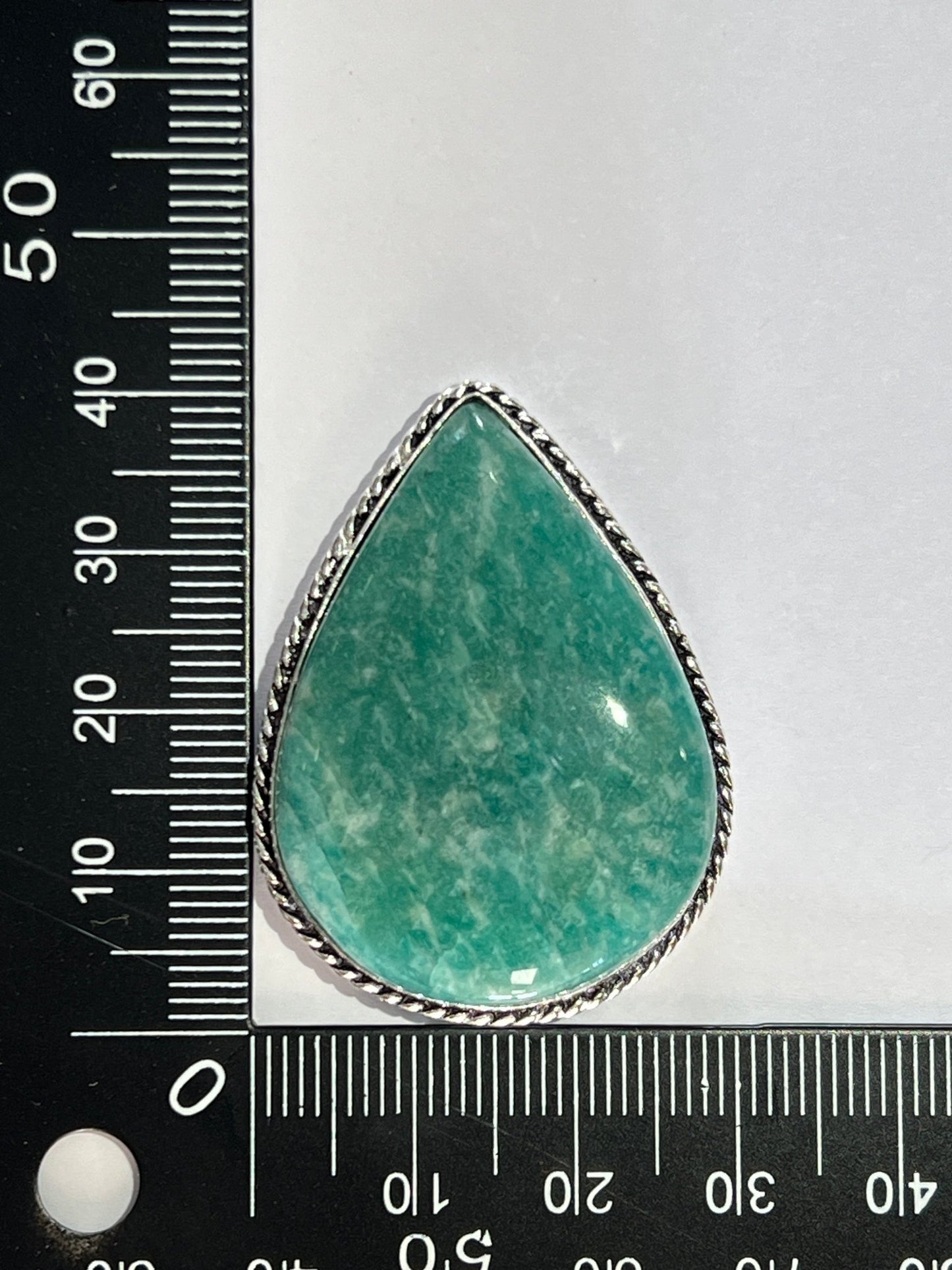 Amazonite sertie argenté n°A3 (4cm x 3cm) - Solyluna Macramé