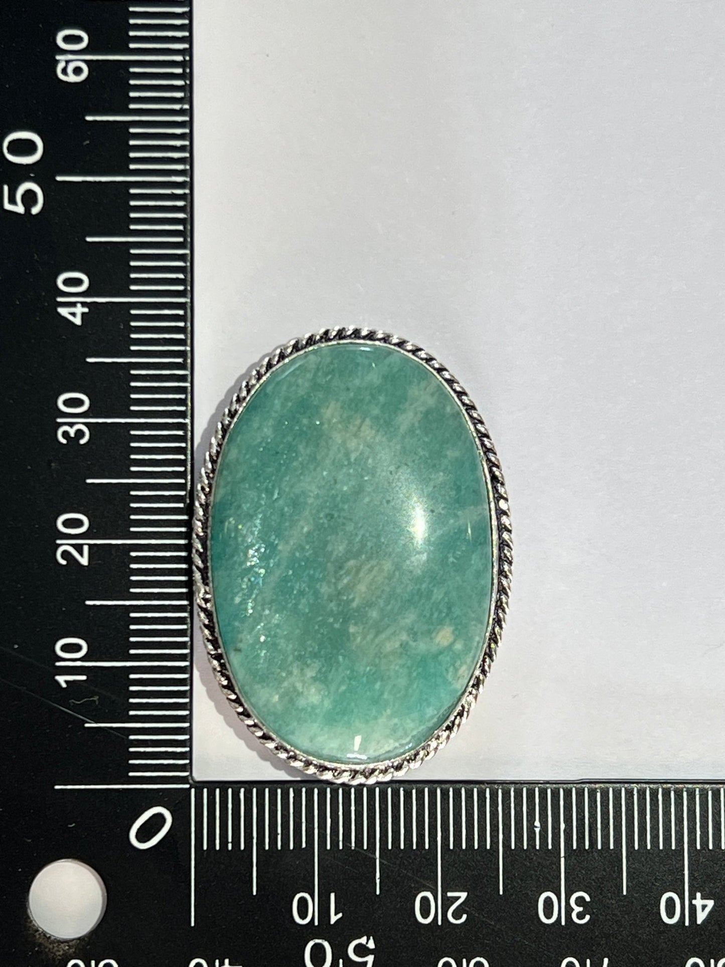 Amazonite sertie argenté n°A4 (3,6cm x 2,6cm) - Solyluna Macramé