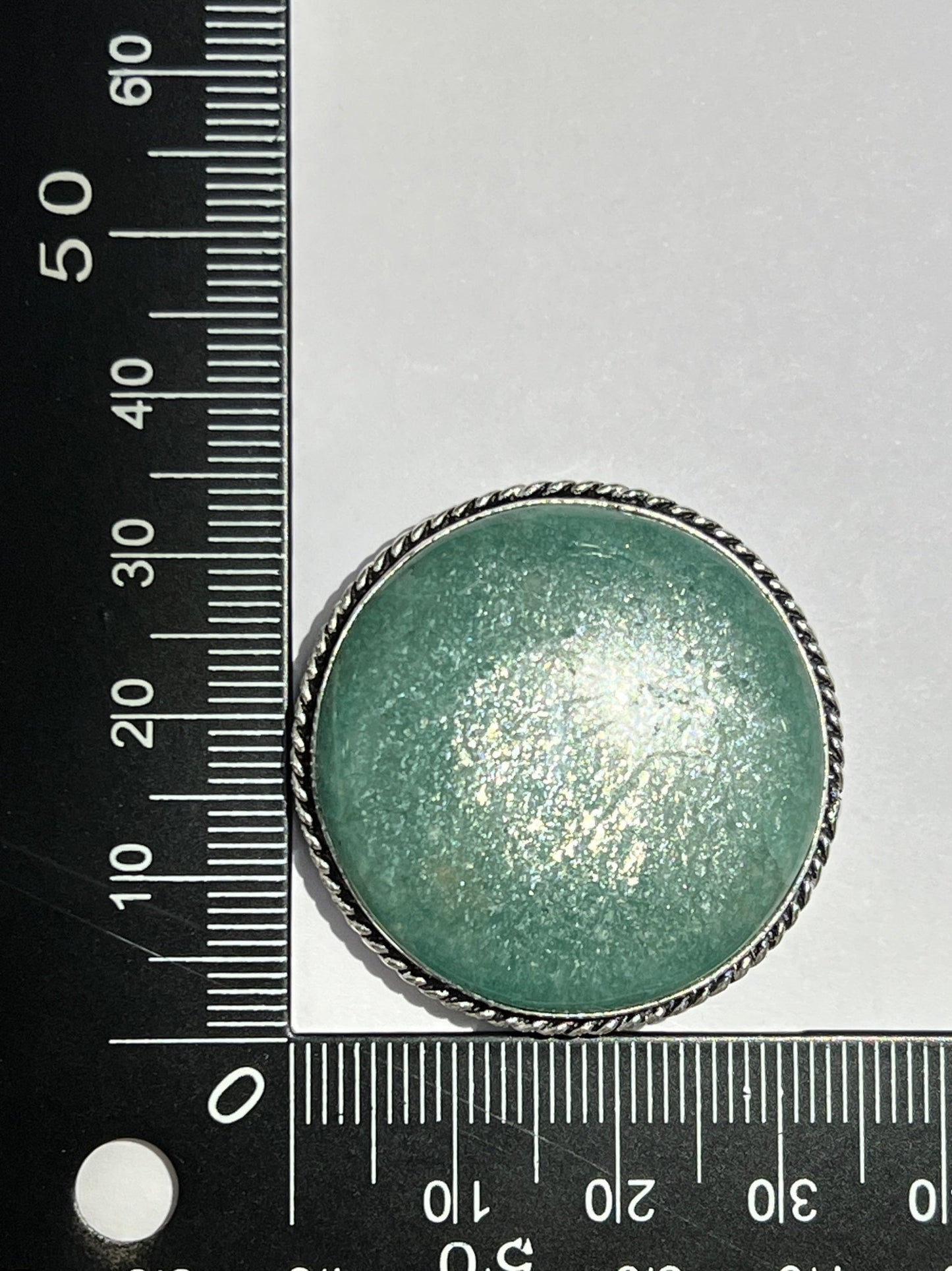 Amazonite sertie argenté n°A5 (3,4cm de diamètre) - Solyluna Macramé