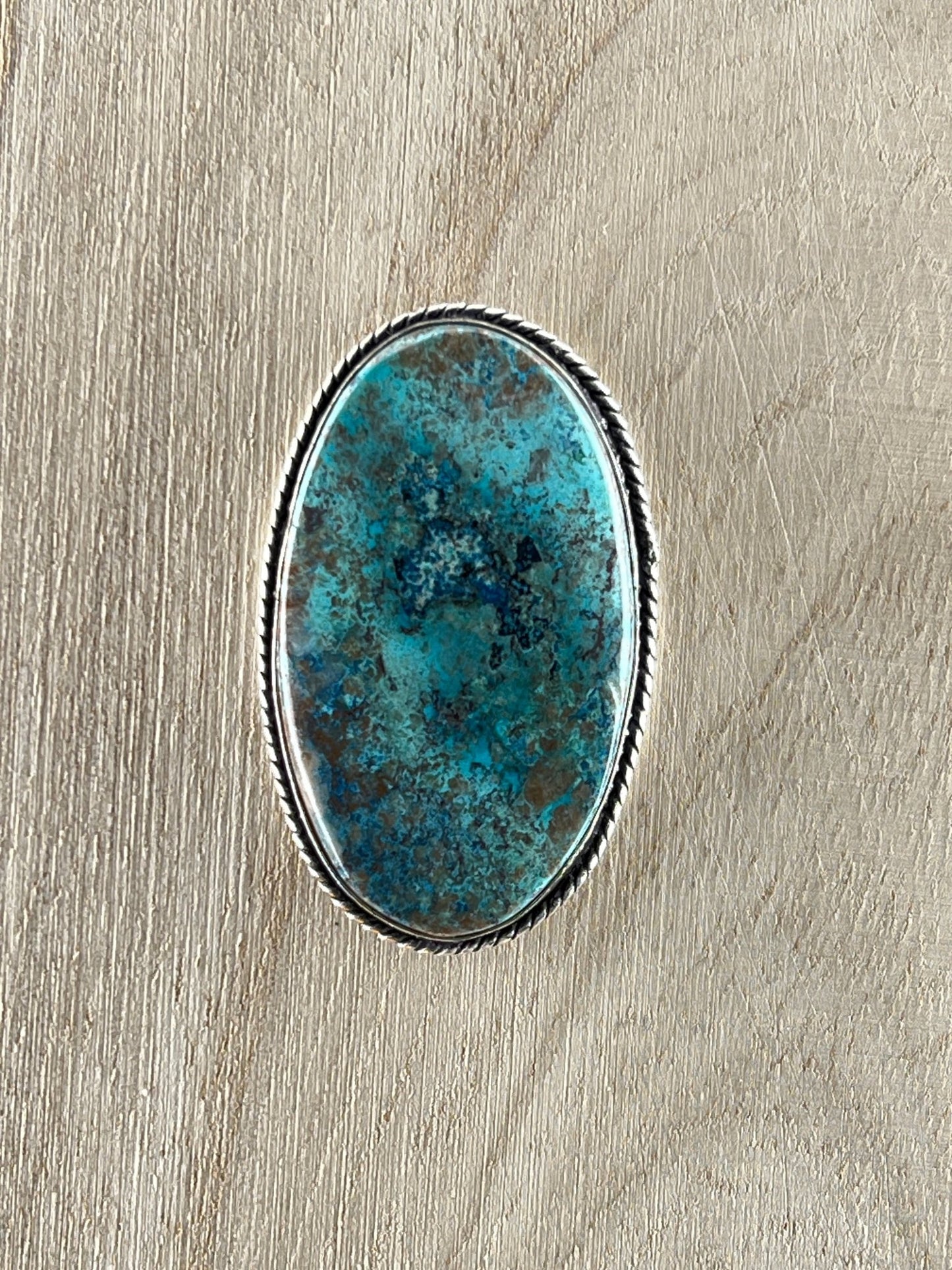 Azurite sertie argenté n°A1 (4,09 cm x 2,49 cm) - Solyluna Macramé