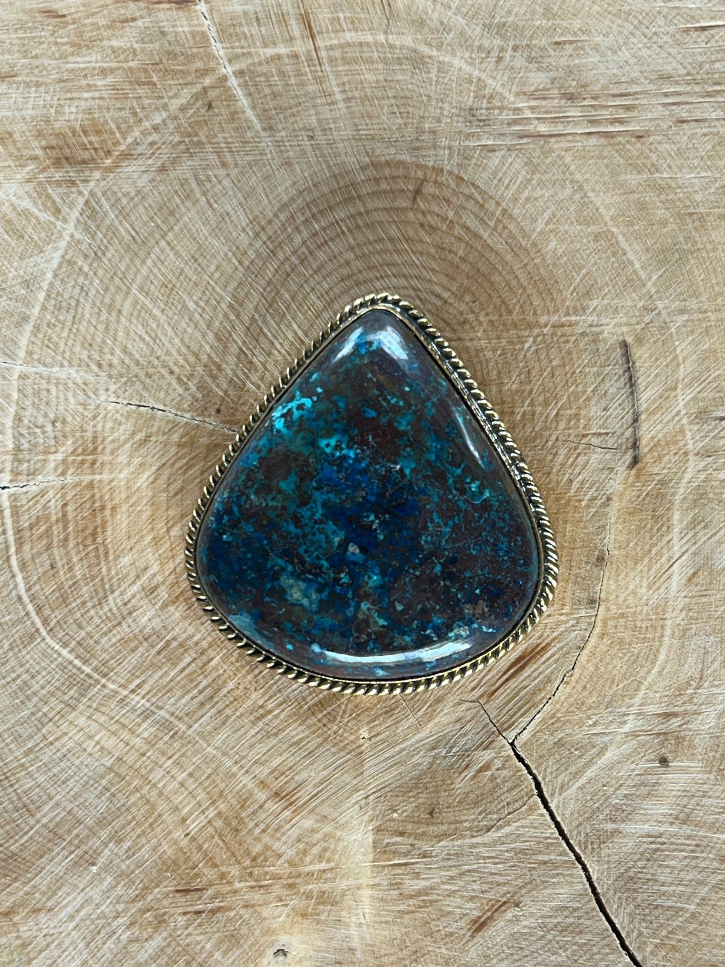 Azurite sertie doré n°D1 (3,2cm x 3cm) - Solyluna Macramé