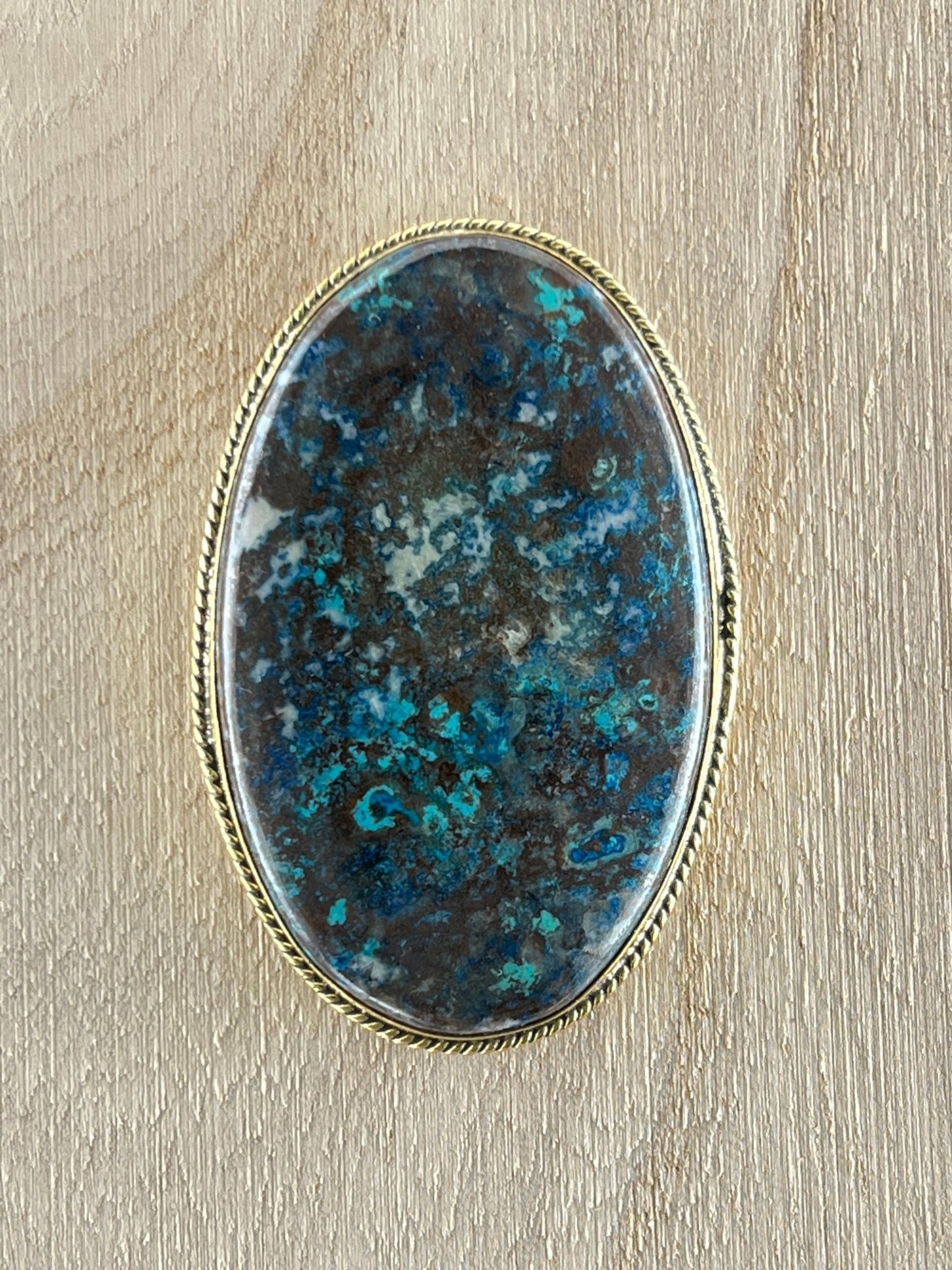 Azurite sertie doré n°D1 (5,3cm x 3,5cm) - Solyluna Macramé