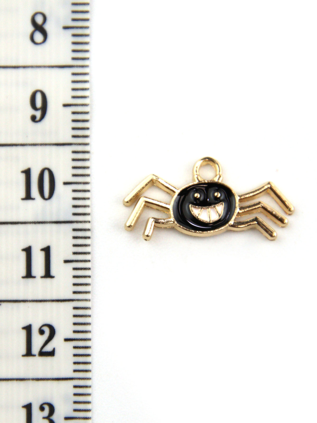 Charm araignée souriante émaillé noir 22mm