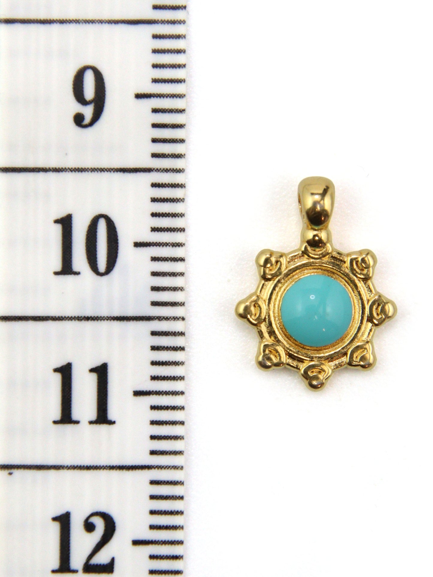 Charm soleil turquoise zamak 10 mm