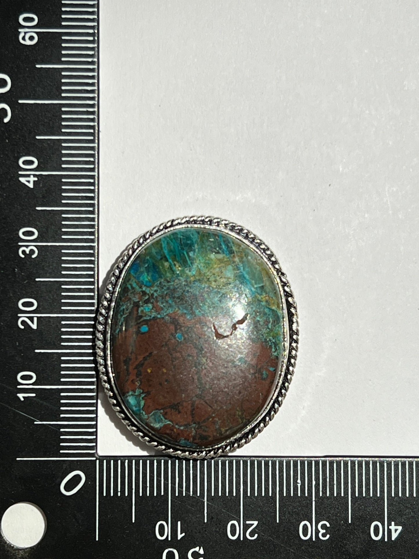 Chrysocolle sertie argenté n°A5 (3,4cm x 2,8cm) - Solyluna Macramé