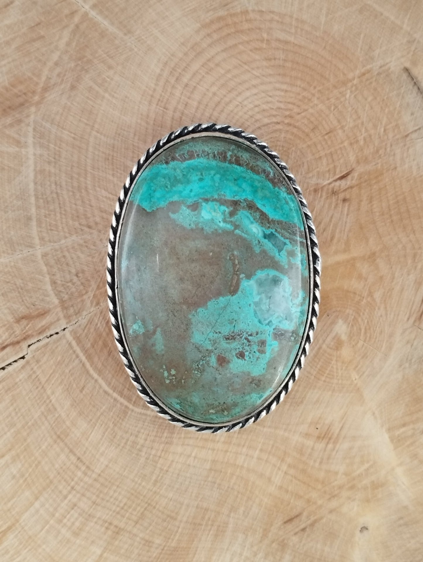 Chrysocolle sertie argenté n°A3 (3,6 cm x 2,6 cm ) - Solyluna Macramé