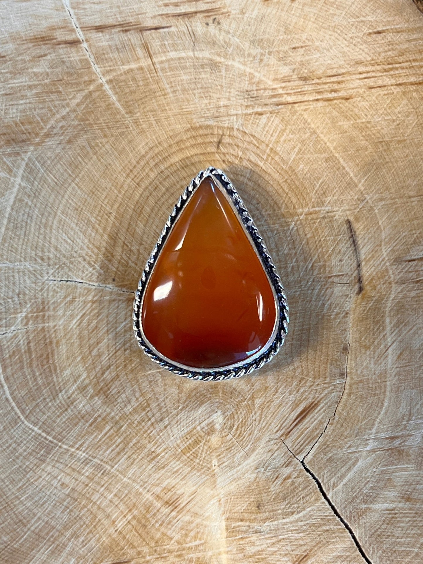 Cornaline sertie argenté n°A3 (2,8cm x 2cm) - Solyluna Macramé