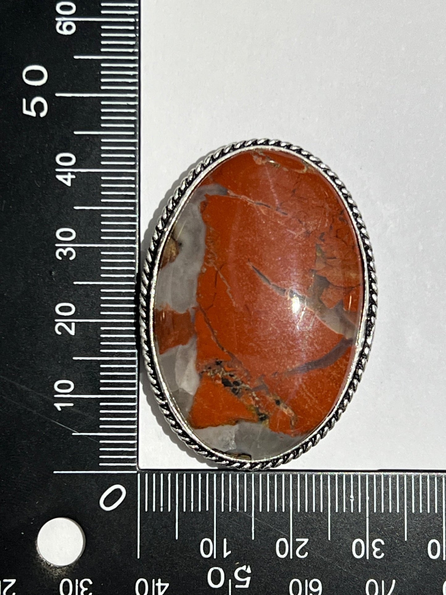 Jaspe sertie argenté n°A2 (4,3cm x 3,1cm) - Solyluna Macramé