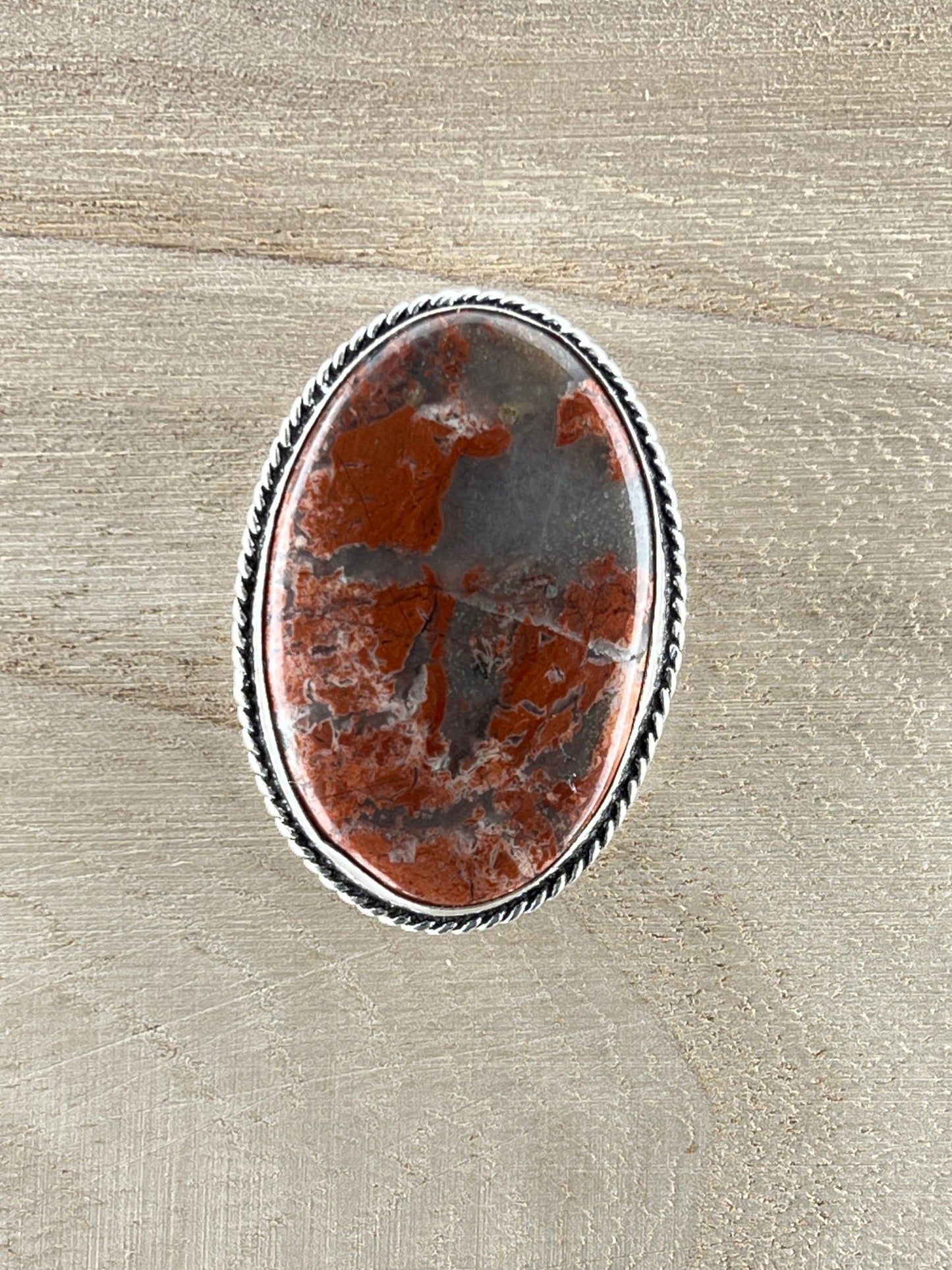 Jaspe sertie argenté n°A2 (4cm x 2,8cm) - Solyluna Macramé