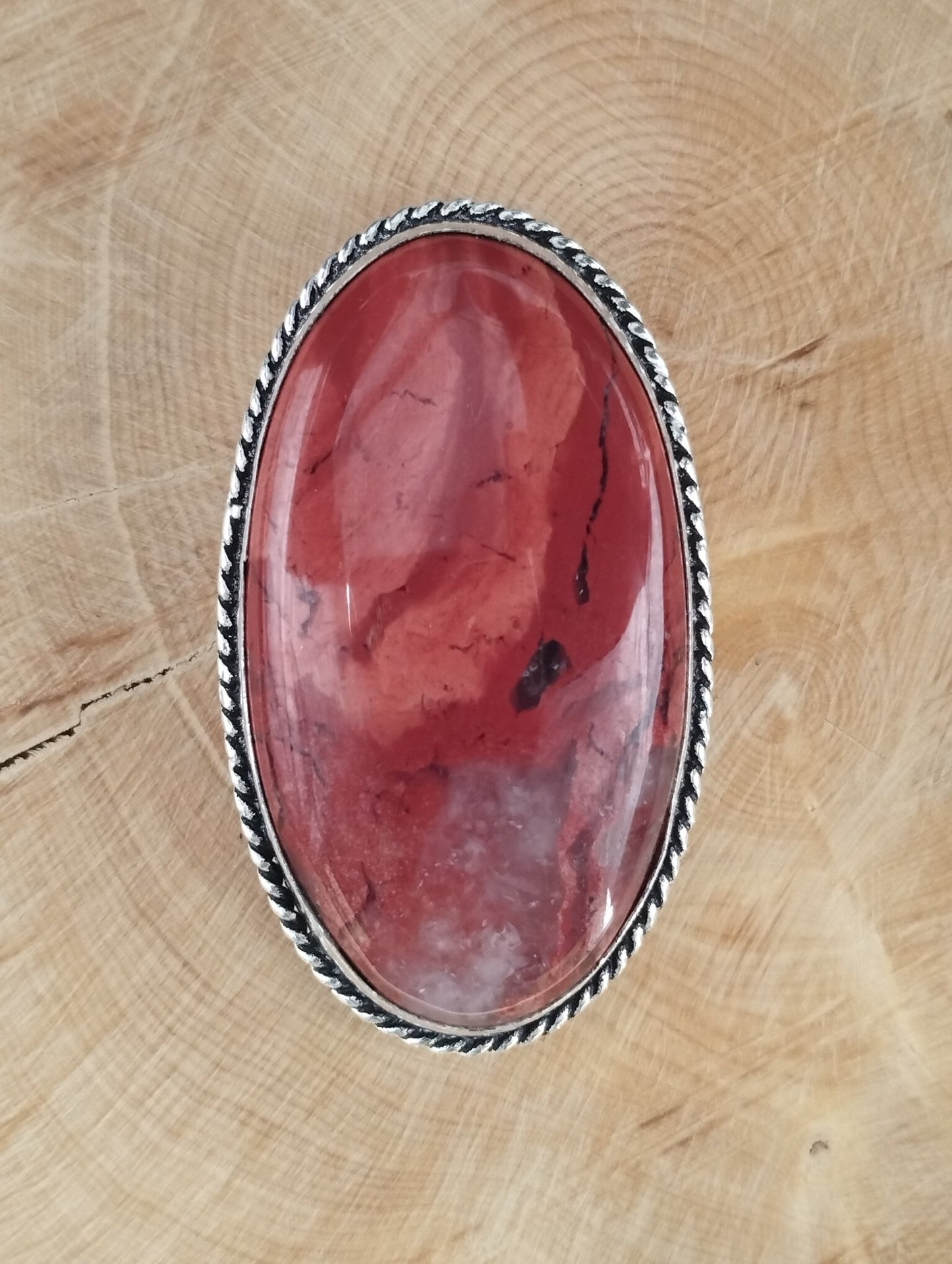 Jaspe sertie argenté n°A5 (4,4cm x 2,5cm) - Solyluna Macramé