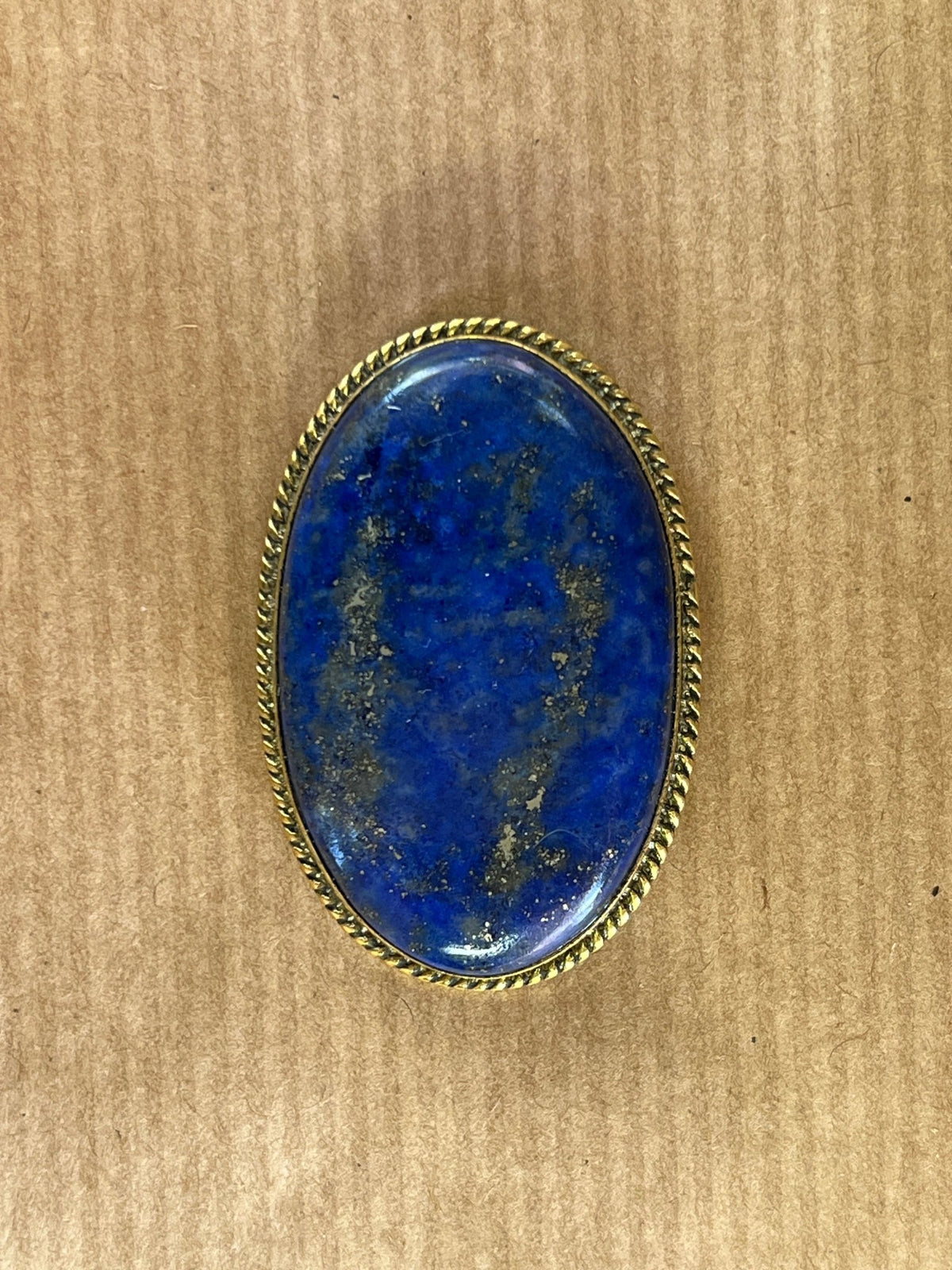Lapis Lazuli sertie doré n°D1 (4cm x 2,6cm) - Solyluna Macramé