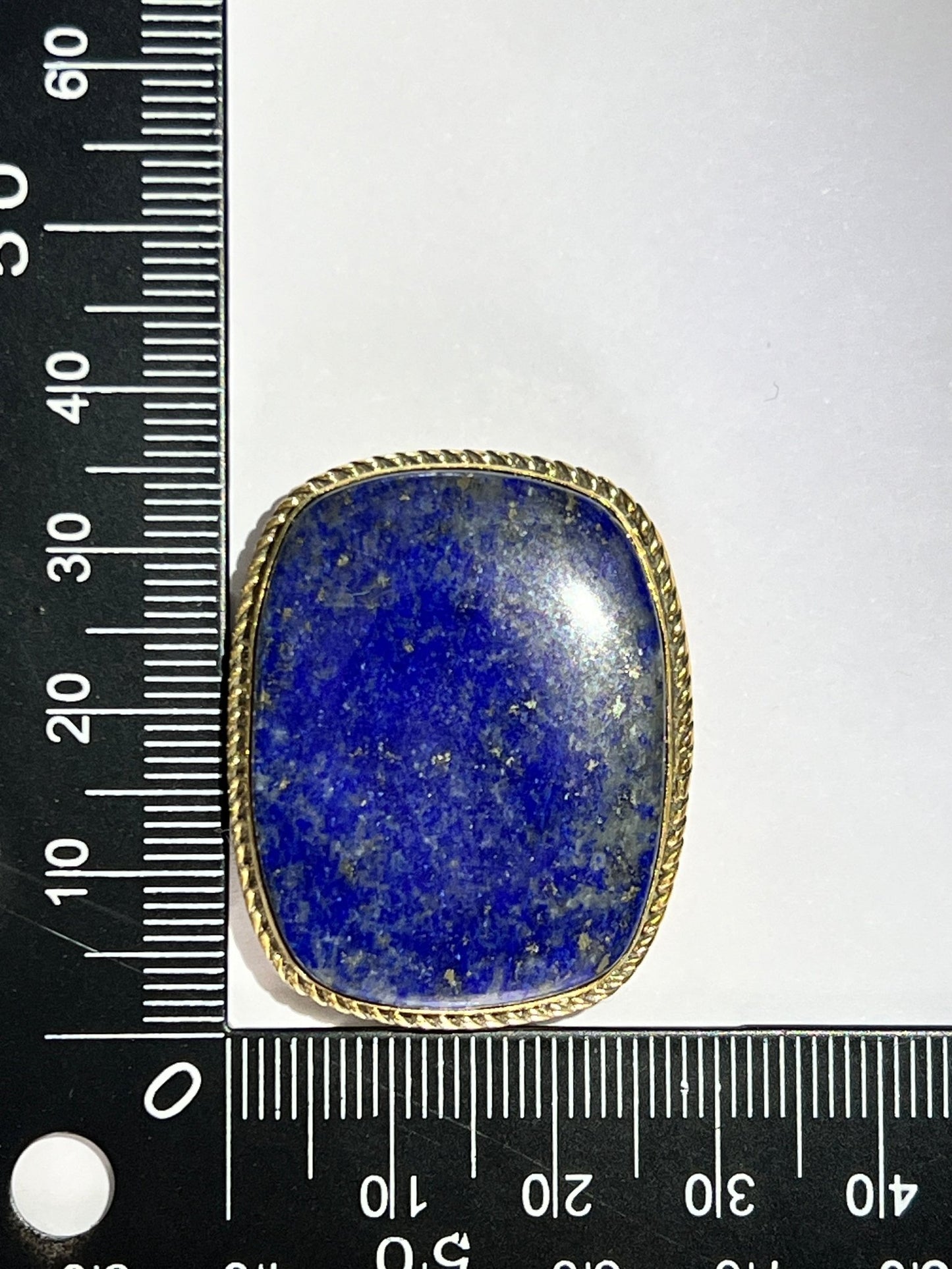 Lapis Lazuli sertie doré n°D3 (3,6cm x 2,9cm) - Solyluna Macramé