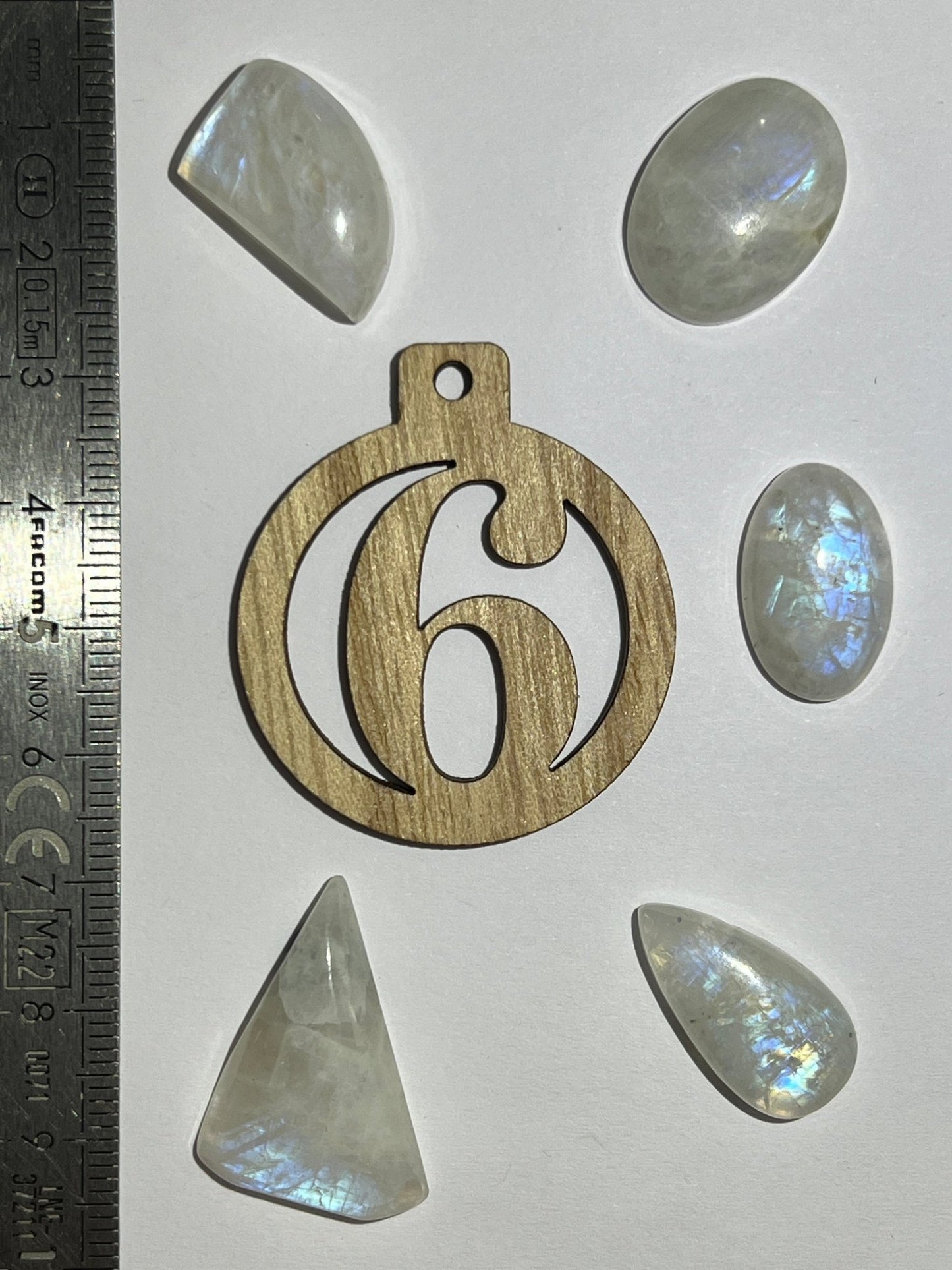 Lot de 5 Mini Pierre de Lune : N°6 - Solyluna Macramé