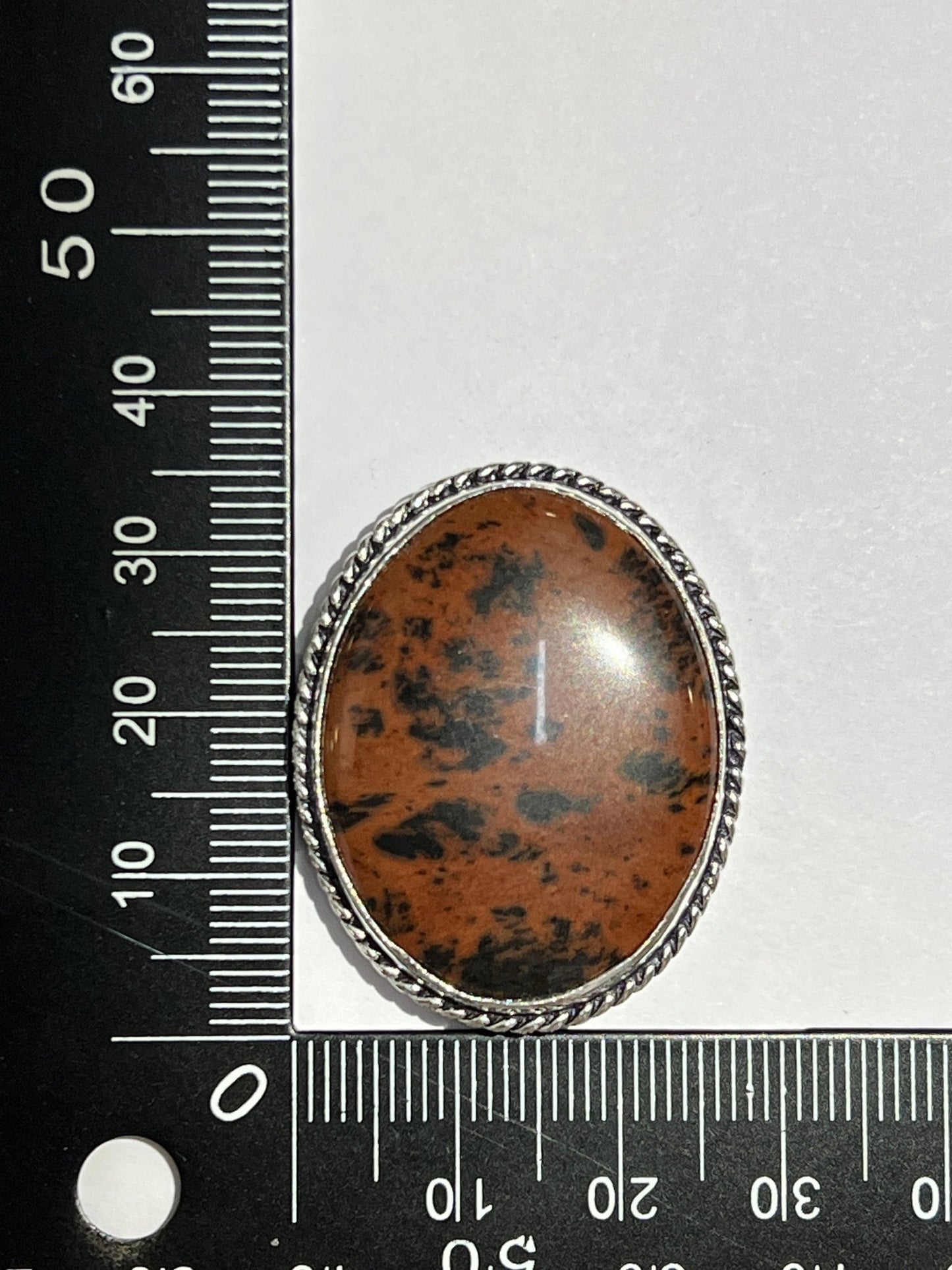 Obsidienne Mahogany sertie argenté n°A1 (3,5cm x 2,8cm) - Solyluna Macramé