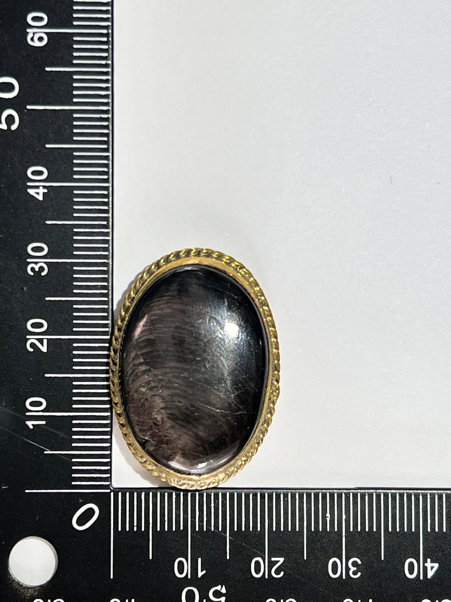 Obsidienne sertie doré n°D1 (3,1cm x 2,1cm) - Solyluna Macramé