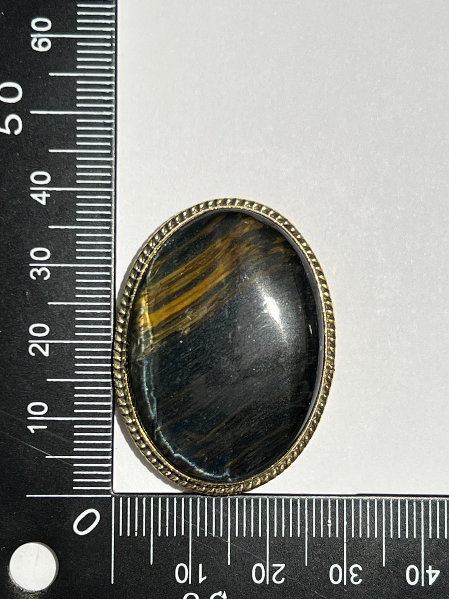 Oeil de Tigre sertie doré n°D4 (3,8cm x 2,7cm) - Solyluna Macramé