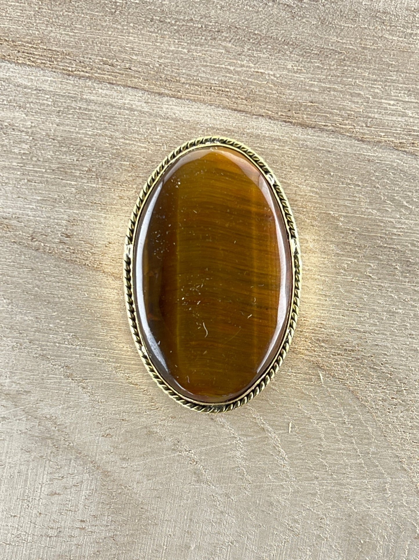 Oeil de Tigre sertie doré n°D5 (4cm x 2,5cm) - Solyluna Macramé