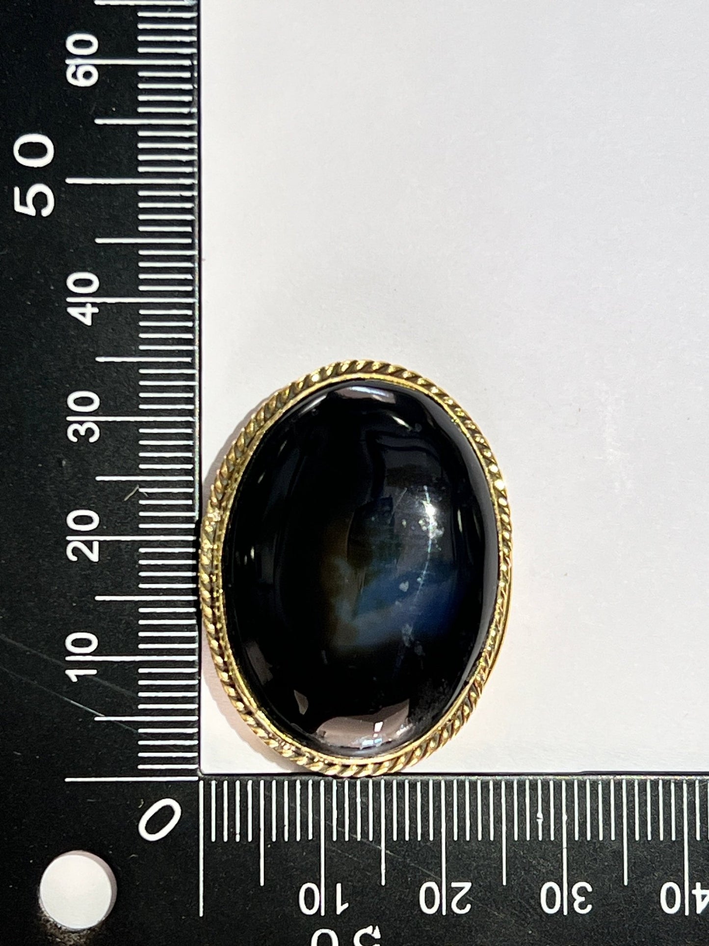 Onyx Noire sertie doré n°D2 (3,5cm x 2,7cm) - Solyluna Macramé