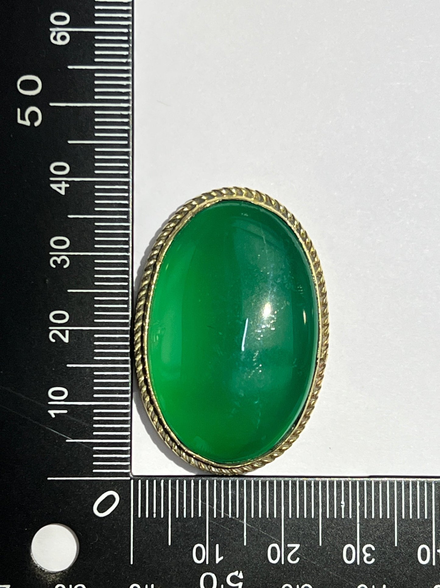Onyx Verte sertie doré n°D3 (3,9cm x 2,6cm) - Solyluna Macramé