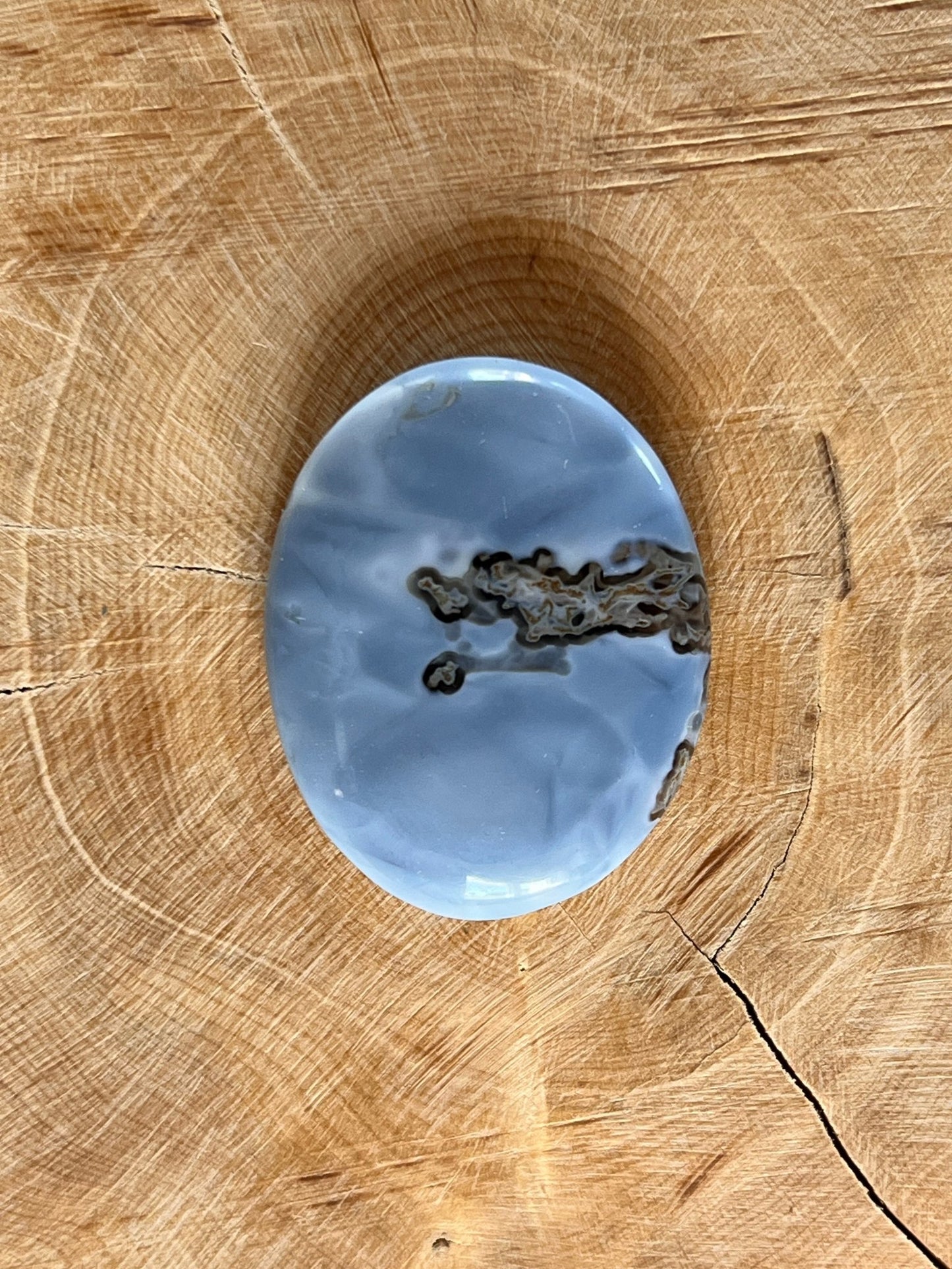 Opale Bleue n°2 (3,3cm x 2,7cm ) - Solyluna Macramé
