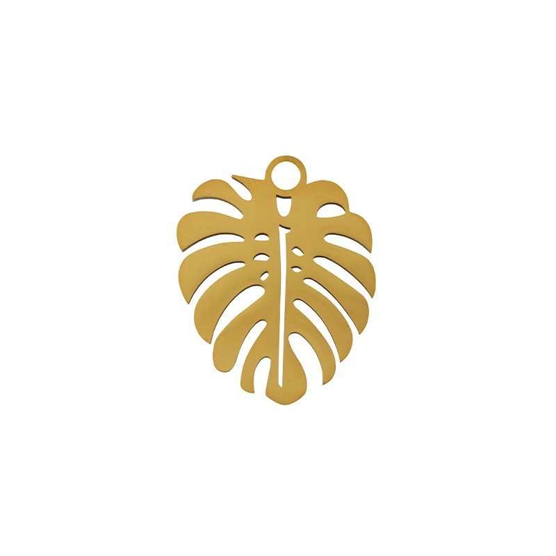Pendentif feuille Monstera en acier inoxydable - Solyluna Macramé