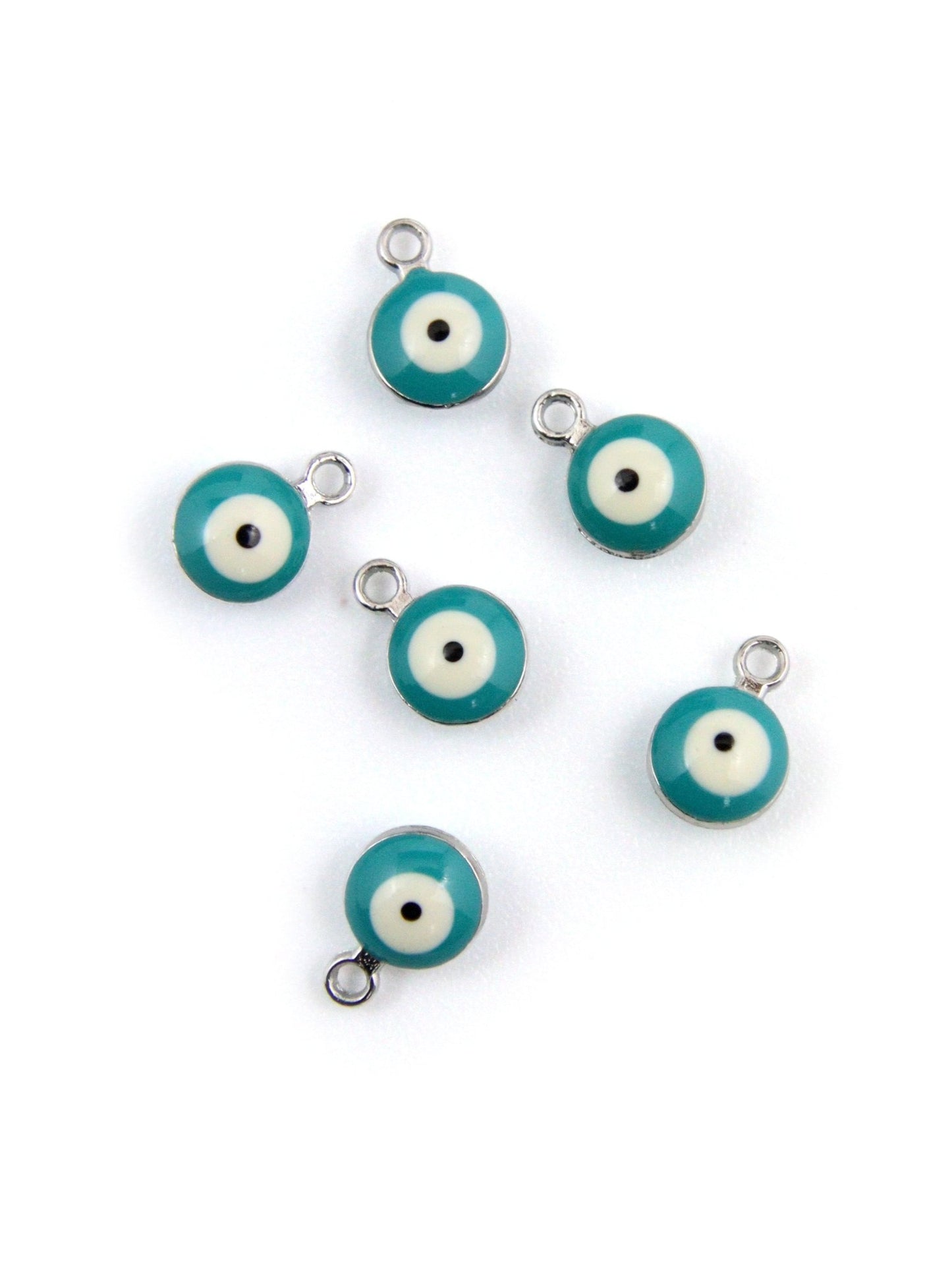 Pendentif œil en métal émaillé – Zamak – 6,5 mm (6 pièces) - Solyluna Macramé