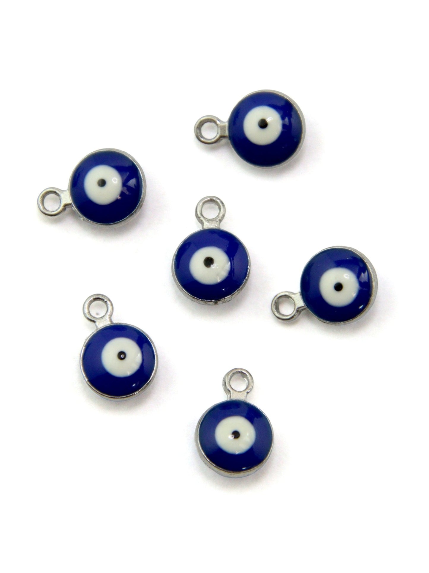 Pendentif œil en métal émaillé – Zamak – 6,5 mm (6 pièces) - Solyluna Macramé