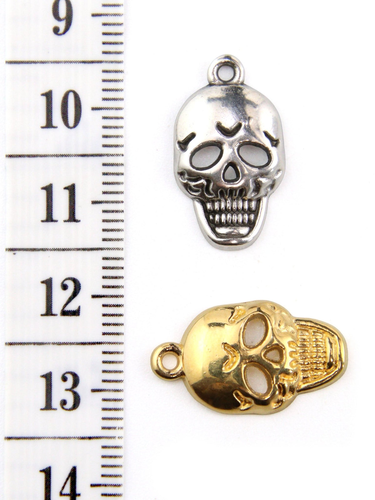 Pendentif tête de mort Halloween zamak 17mm - Solyluna Macramé